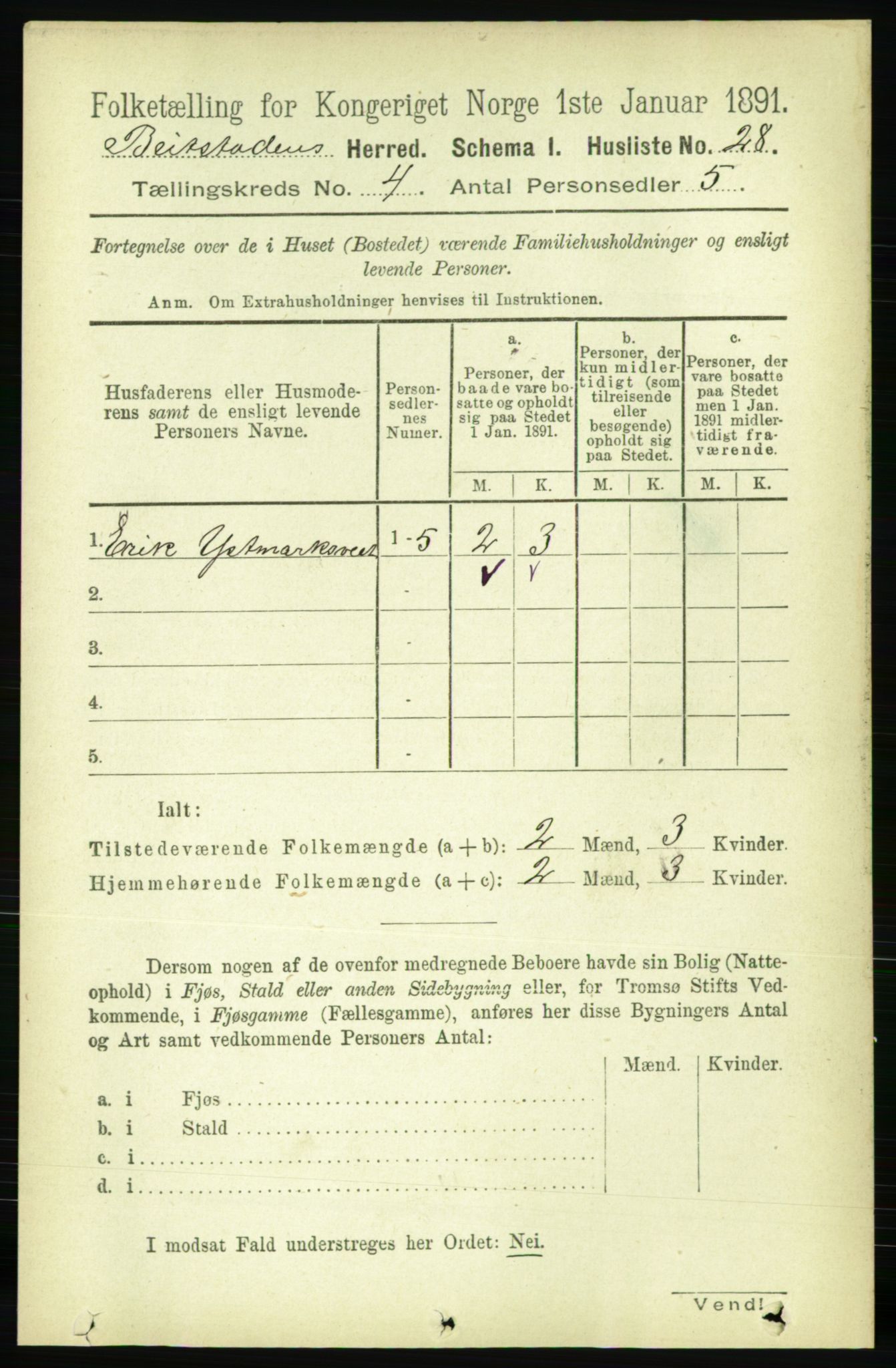 RA, 1891 census for 1727 Beitstad, 1891, p. 993