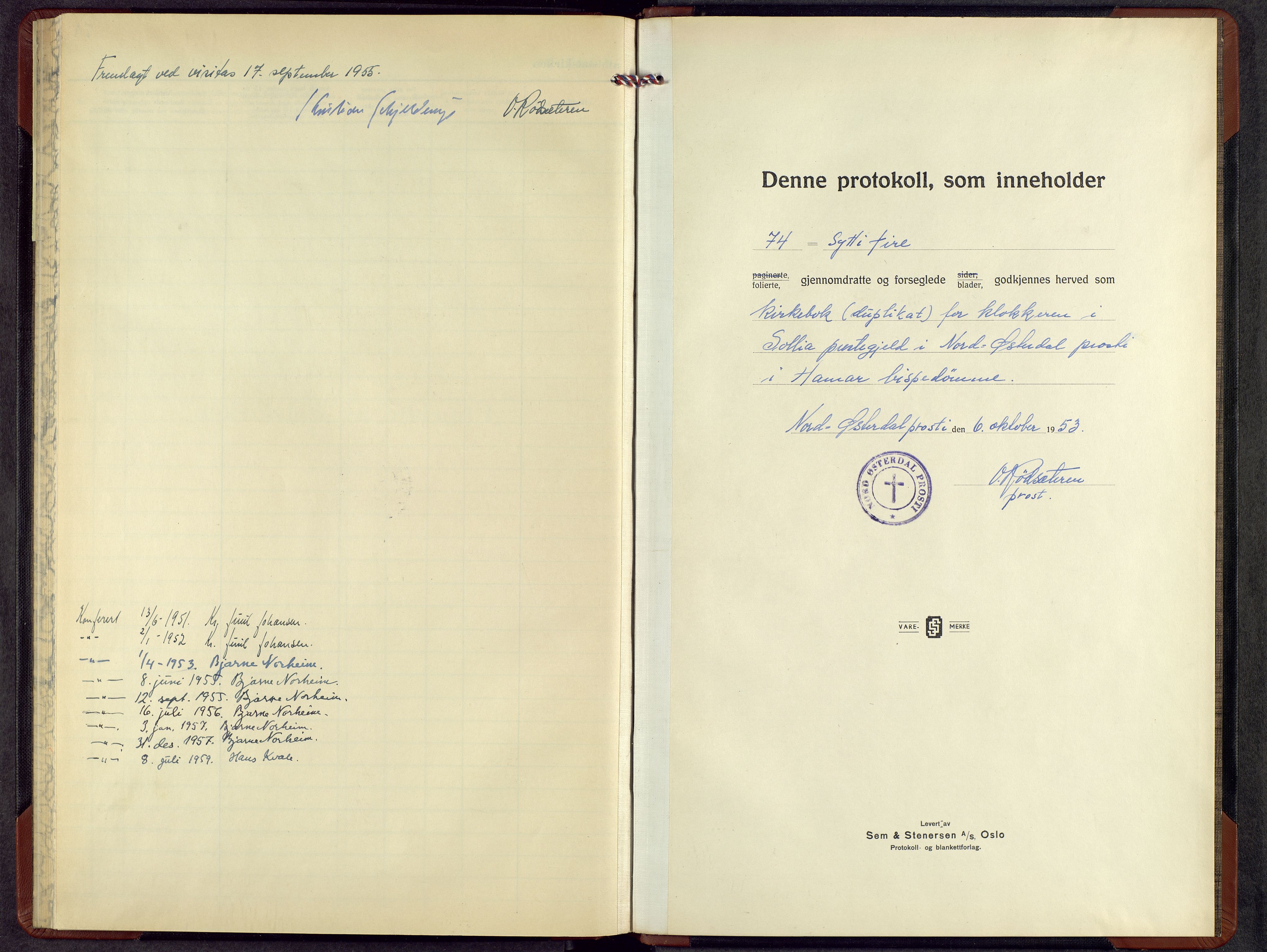 Sollia prestekontor, SAH/PREST-050/H/Ha/Hab/L0005: Parish register (copy) no. 5, 1950-1960