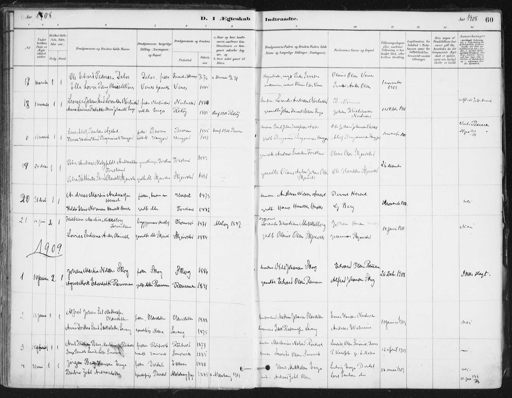 Ministerialprotokoller, klokkerbøker og fødselsregistre - Nordland, SAT/A-1459/838/L0553: Parish register (official) no. 838A11, 1880-1910, p. 60