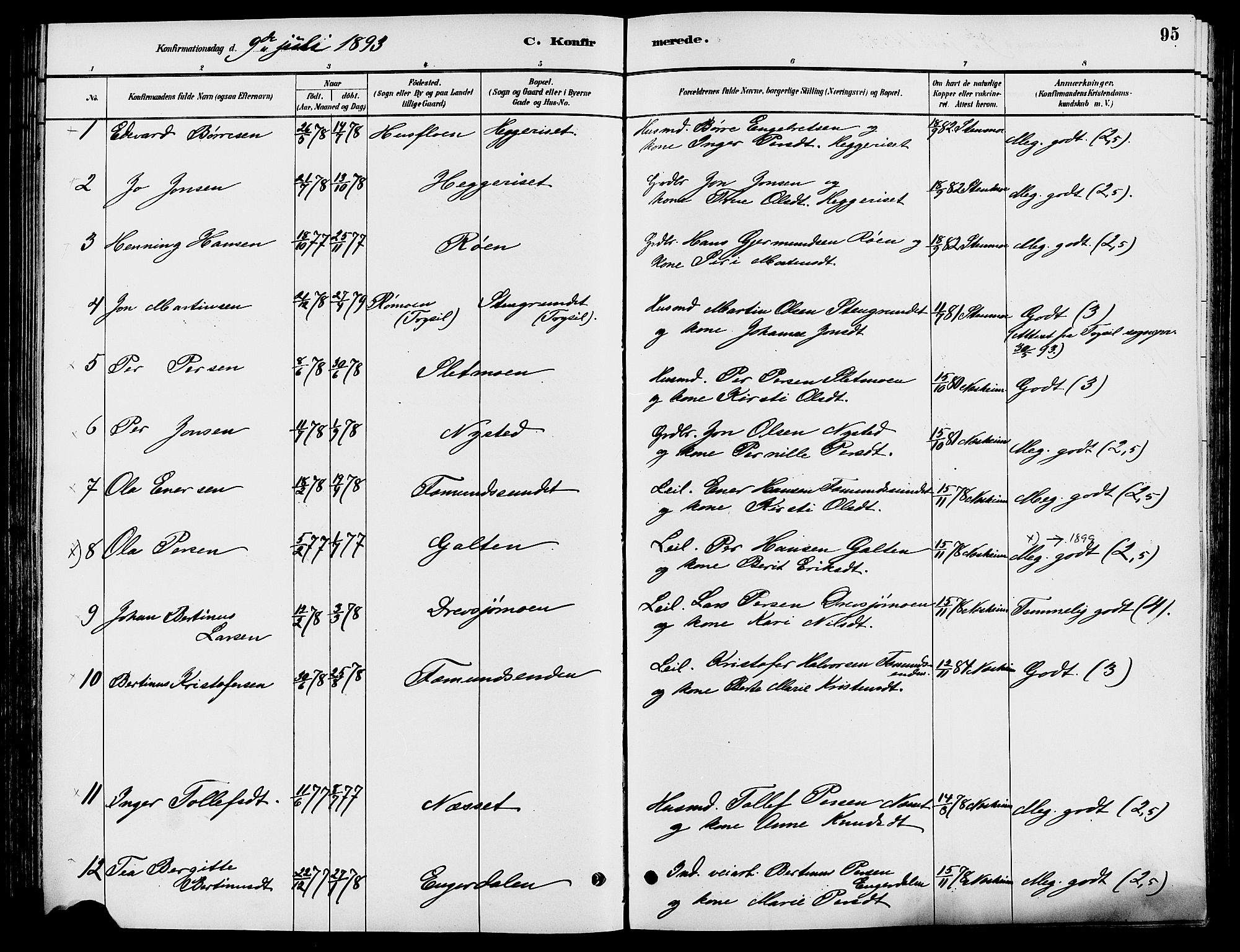 Engerdal prestekontor, AV/SAH-PREST-048/H/Ha/Haa/L0001: Parish register (official) no. 1, 1881-1898, p. 95