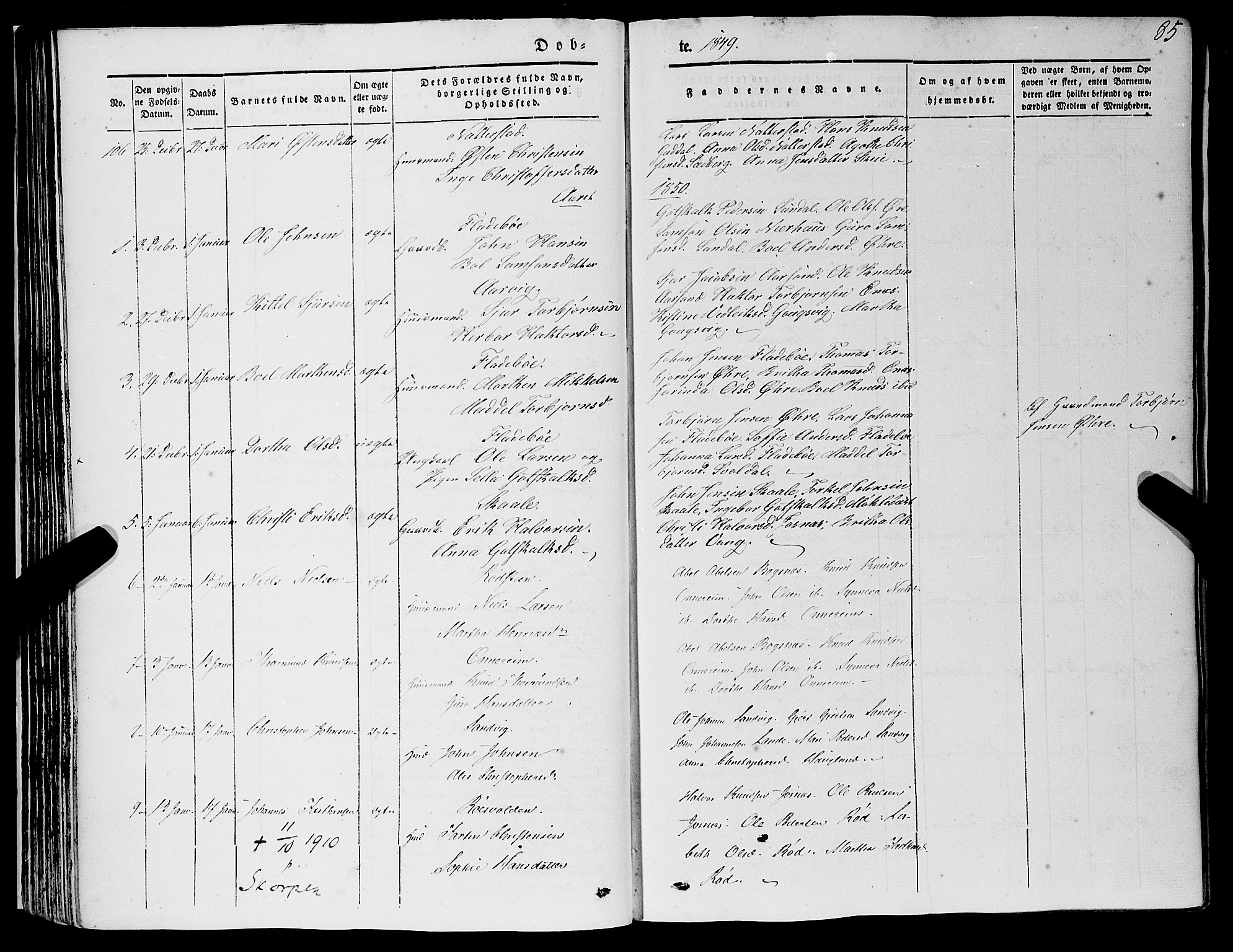 Kvinnherad sokneprestembete, AV/SAB-A-76401/H/Haa: Parish register (official) no. A 7, 1843-1853, p. 85