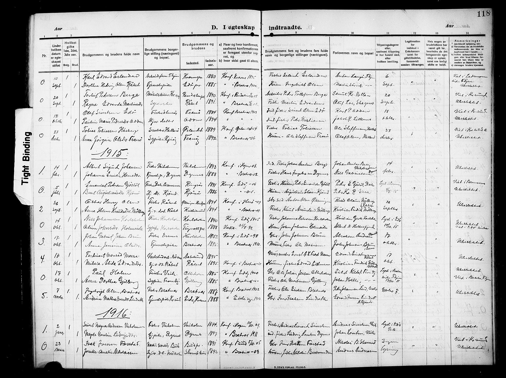 Ministerialprotokoller, klokkerbøker og fødselsregistre - Møre og Romsdal, AV/SAT-A-1454/582/L0949: Parish register (copy) no. 582C01, 1909-1925, p. 118