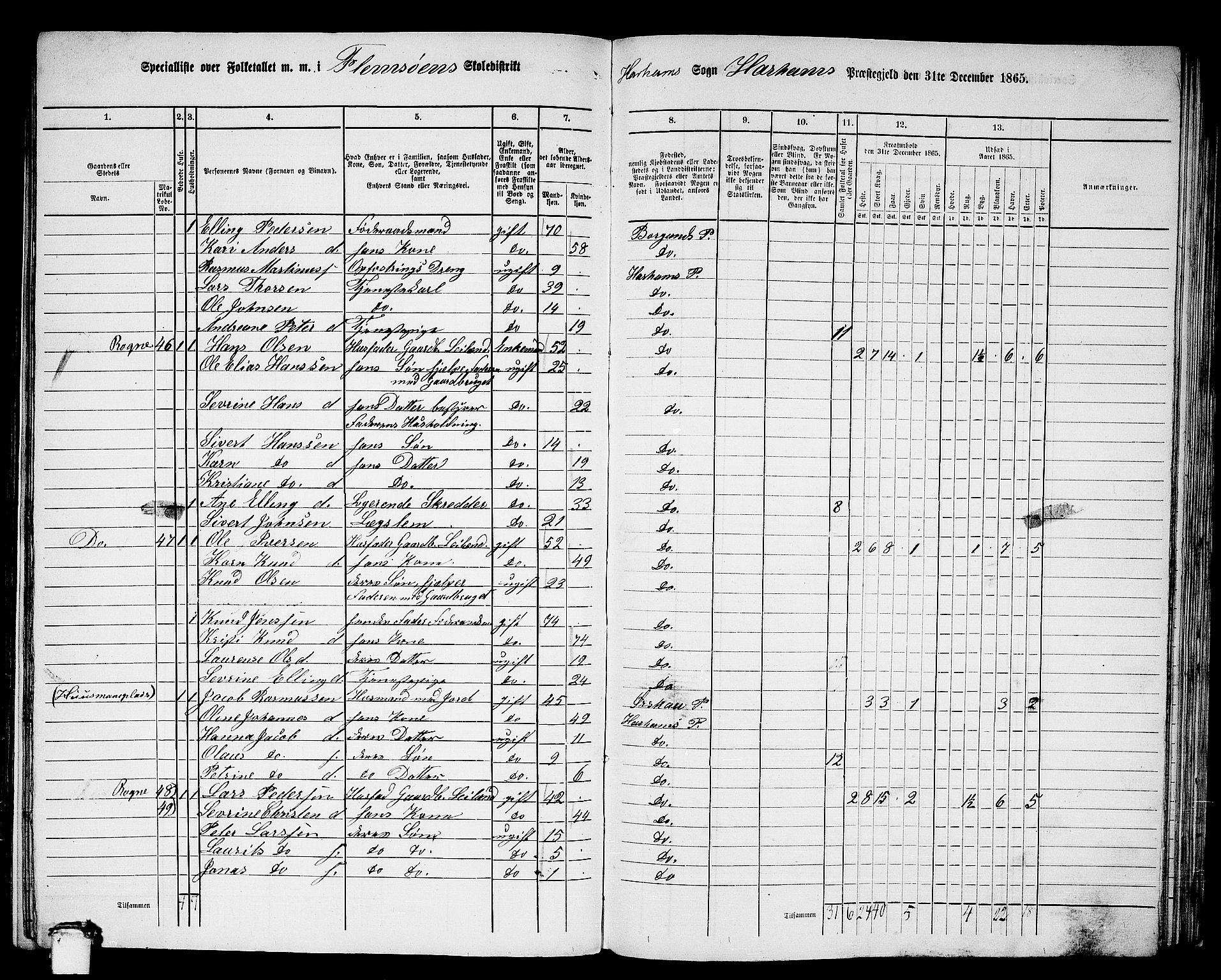 RA, 1865 census for Haram, 1865, p. 26