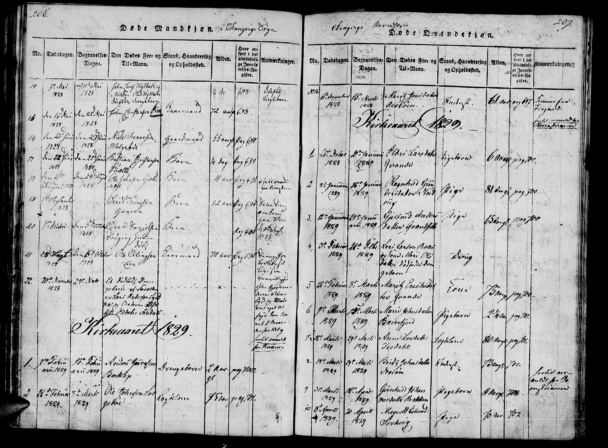 Ministerialprotokoller, klokkerbøker og fødselsregistre - Møre og Romsdal, AV/SAT-A-1454/592/L1023: Parish register (official) no. 592A02, 1820-1830, p. 206-207