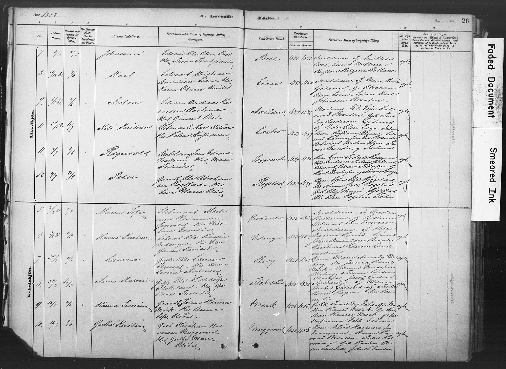 Sandsvær kirkebøker, AV/SAKO-A-244/F/Fd/L0001: Parish register (official) no. IV 1, 1878-1906, p. 26