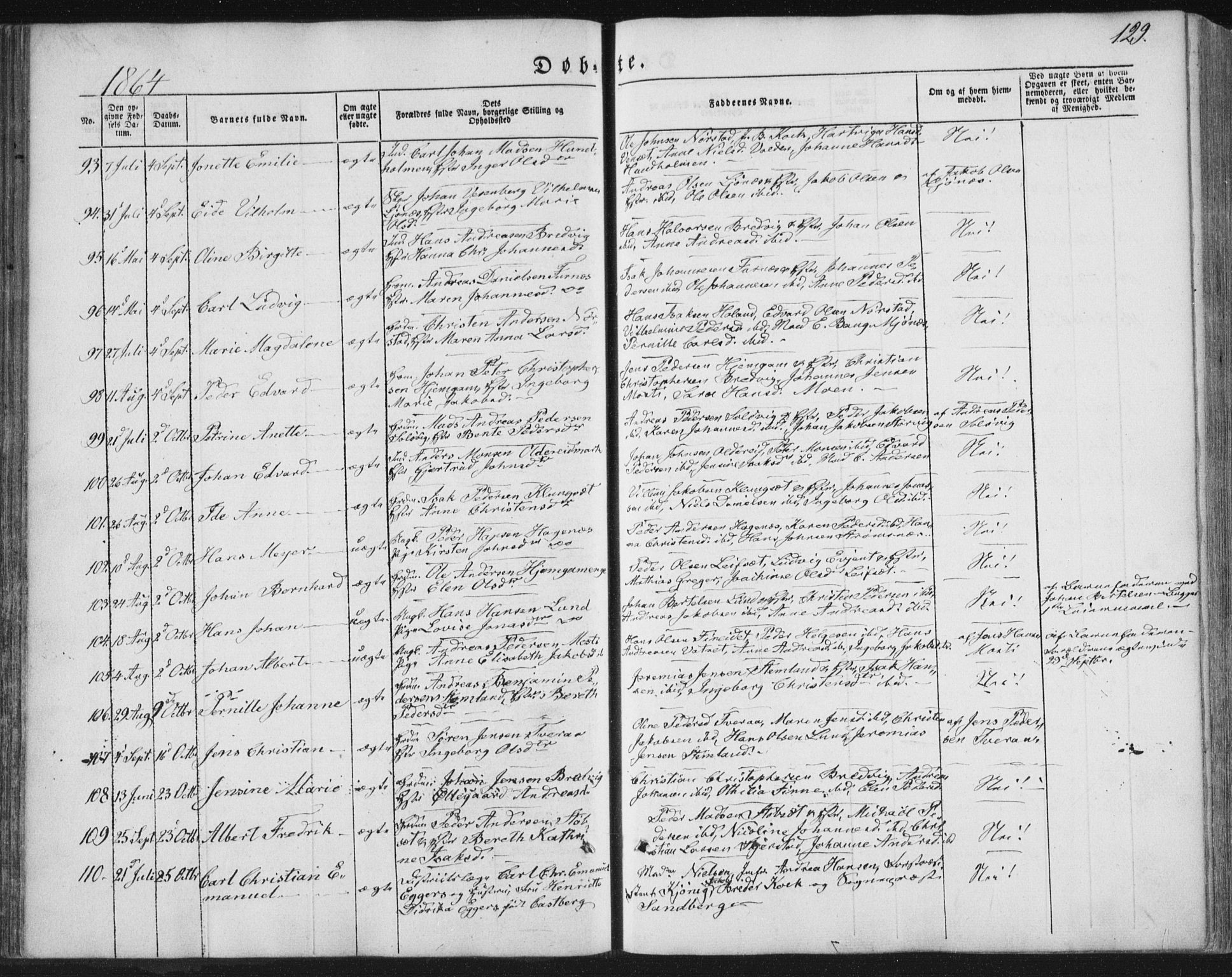 Ministerialprotokoller, klokkerbøker og fødselsregistre - Nordland, SAT/A-1459/852/L0738: Parish register (official) no. 852A08, 1849-1865, p. 129