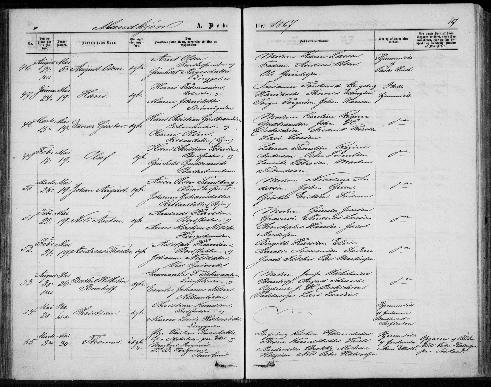 Bragernes kirkebøker, AV/SAKO-A-6/F/Fb/L0003: Parish register (official) no. II 3, 1860-1868, p. 117