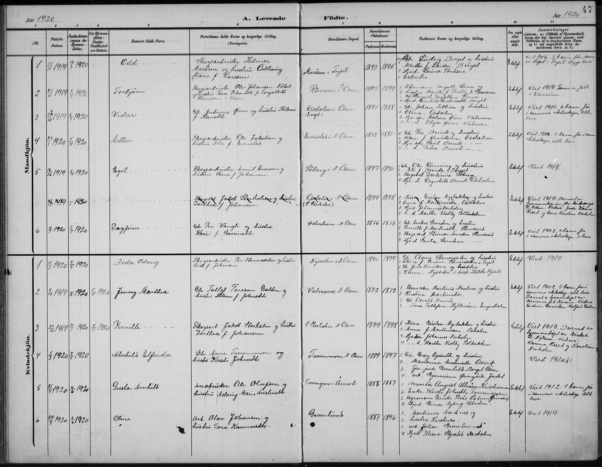 Åmot prestekontor, Hedmark, AV/SAH-PREST-056/H/Ha/Hab/L0003: Parish register (copy) no. 3, 1902-1938, p. 47