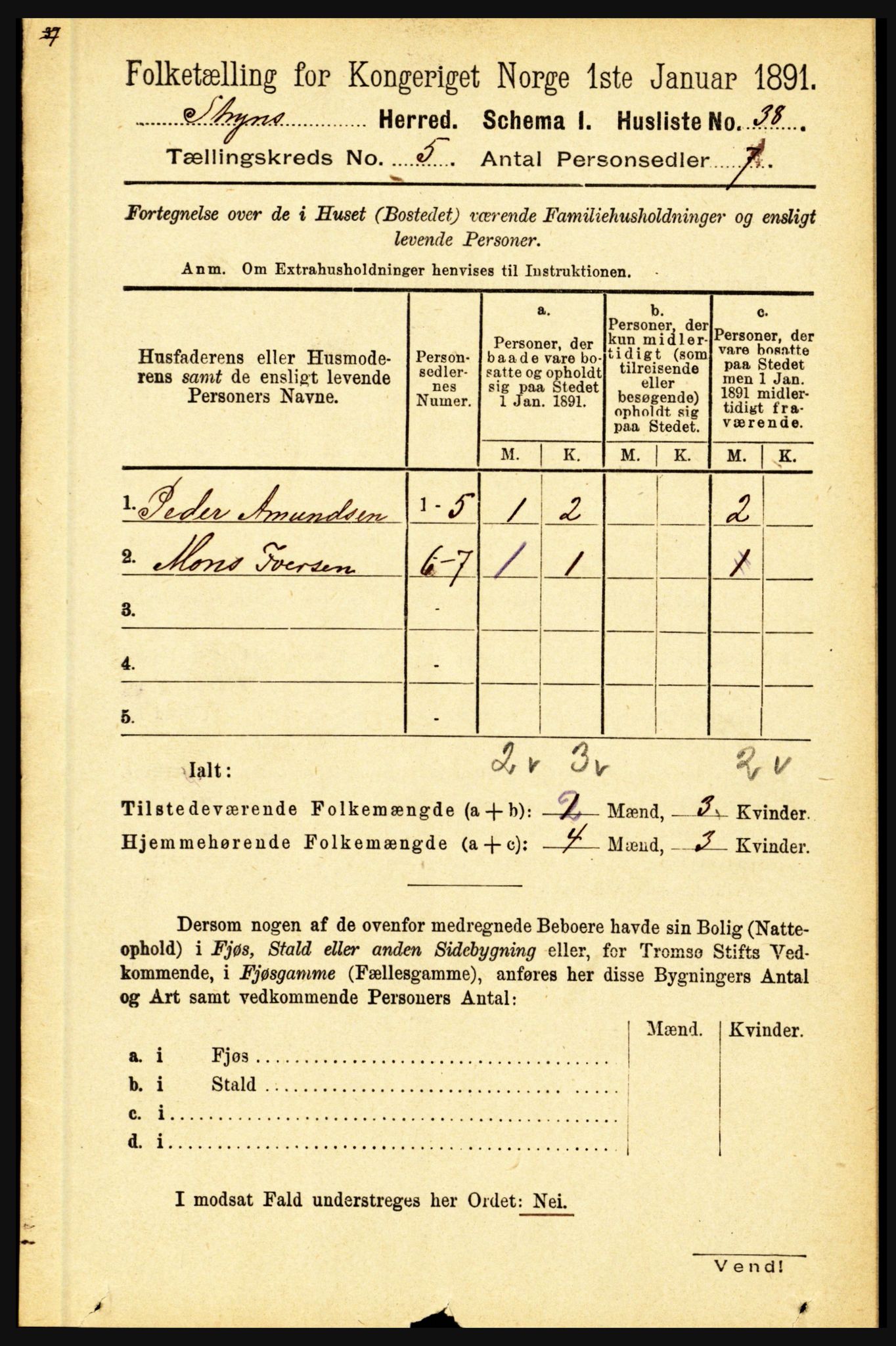 RA, 1891 census for 1448 Stryn, 1891, p. 2005