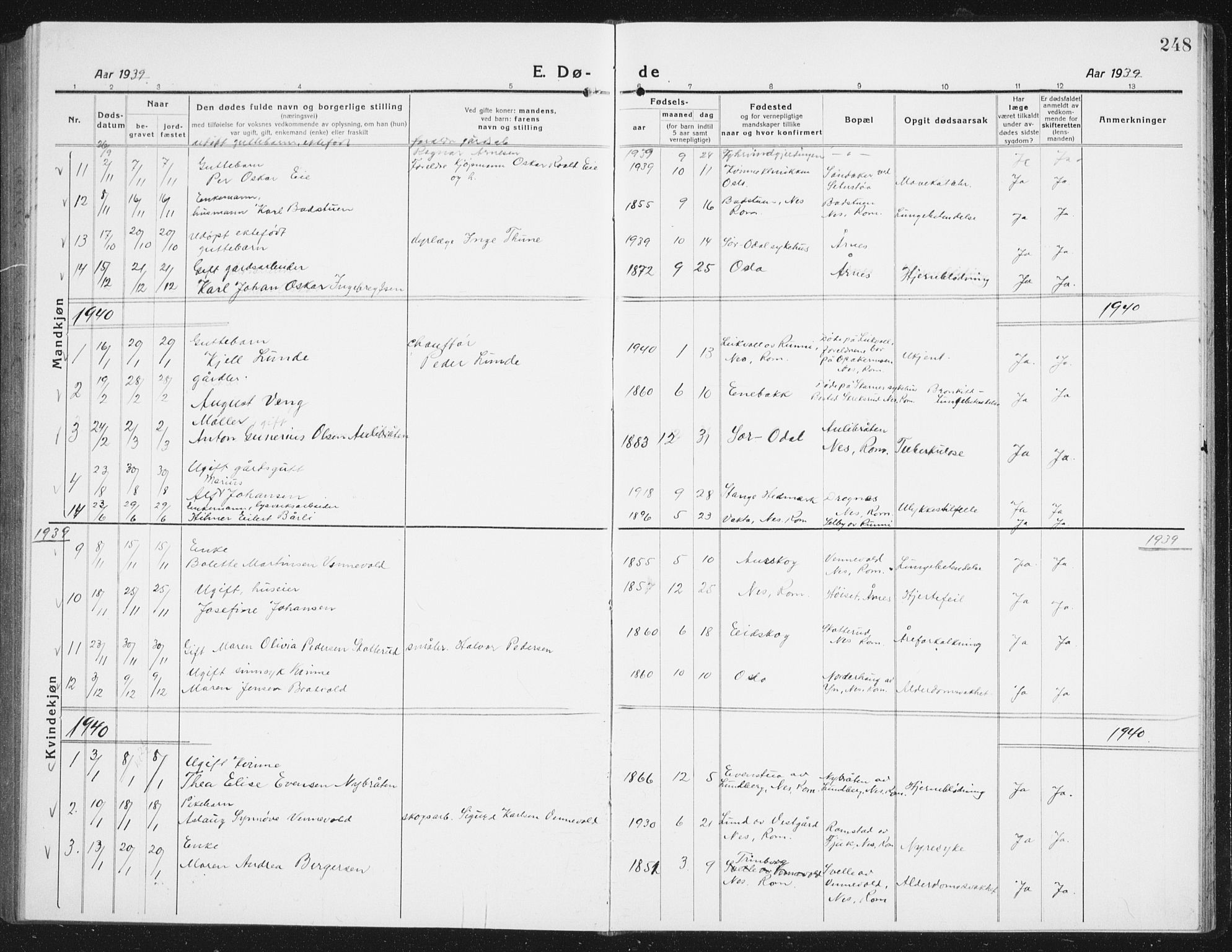 Nes prestekontor Kirkebøker, SAO/A-10410/G/Gc/L0002: Parish register (copy) no. III 2, 1915-1943, p. 248