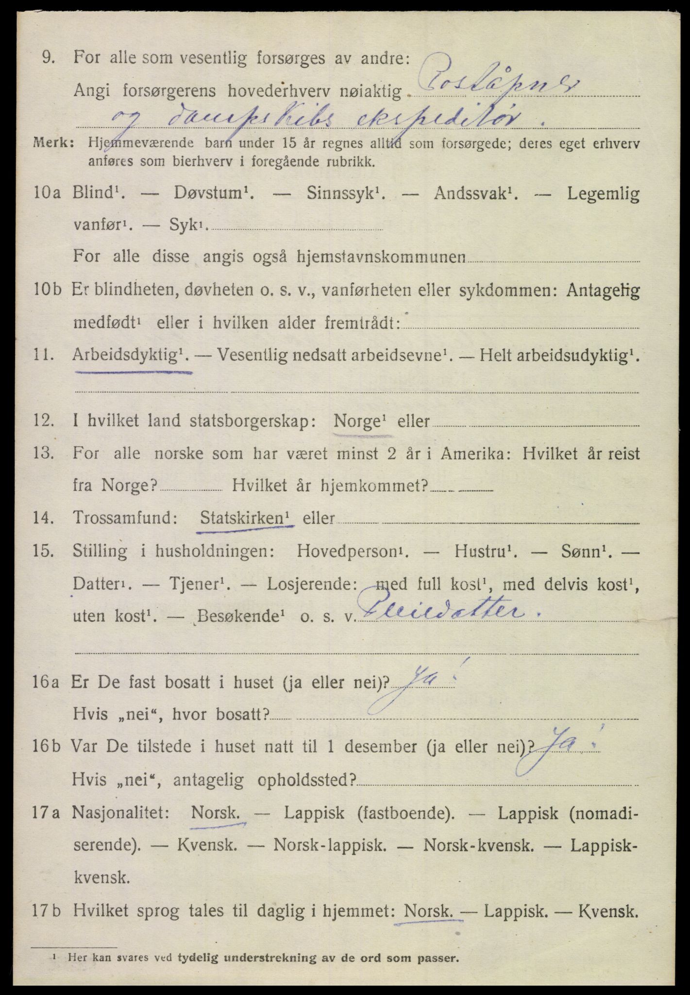 SAT, 1920 census for Hamarøy, 1920, p. 4195