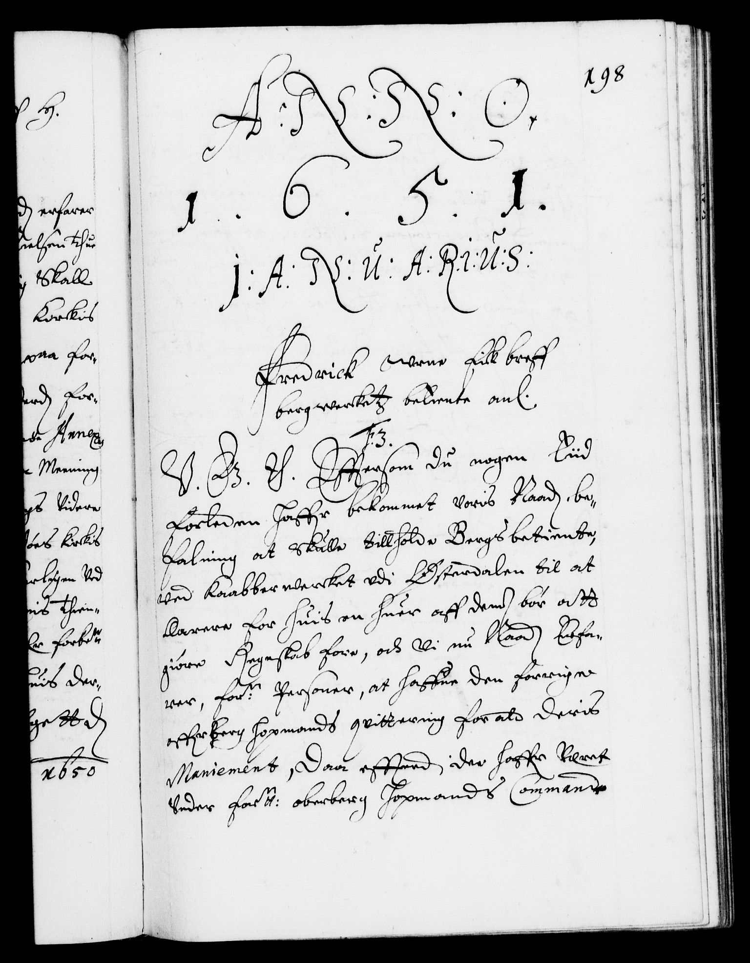Danske Kanselli 1572-1799, AV/RA-EA-3023/F/Fc/Fca/Fcab/L0008: Norske tegnelser (mikrofilm), 1648-1652, p. 198a