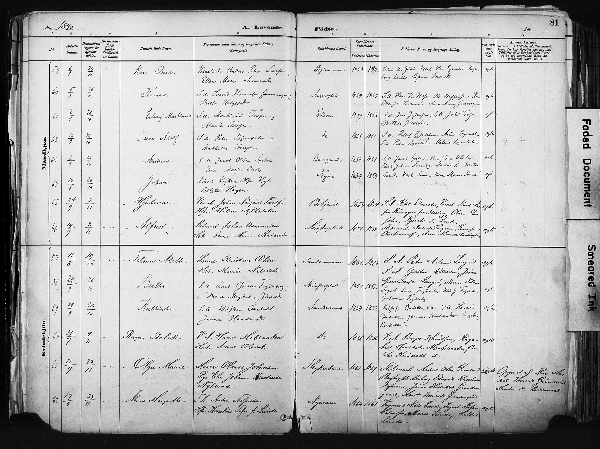 Kongsberg kirkebøker, AV/SAKO-A-22/F/Fb/L0002: Parish register (official) no. II 2, 1886-1896, p. 81