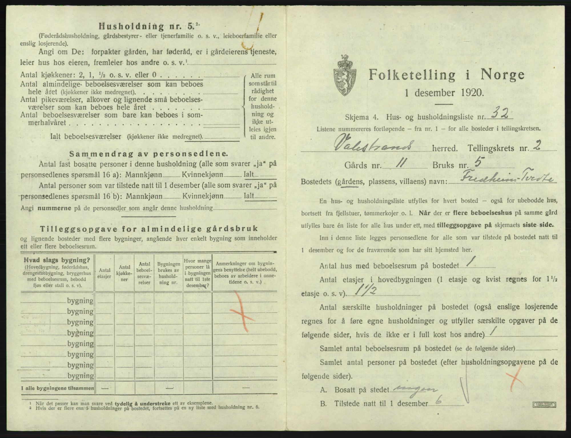 SAB, 1920 census for Valestrand, 1920, p. 149