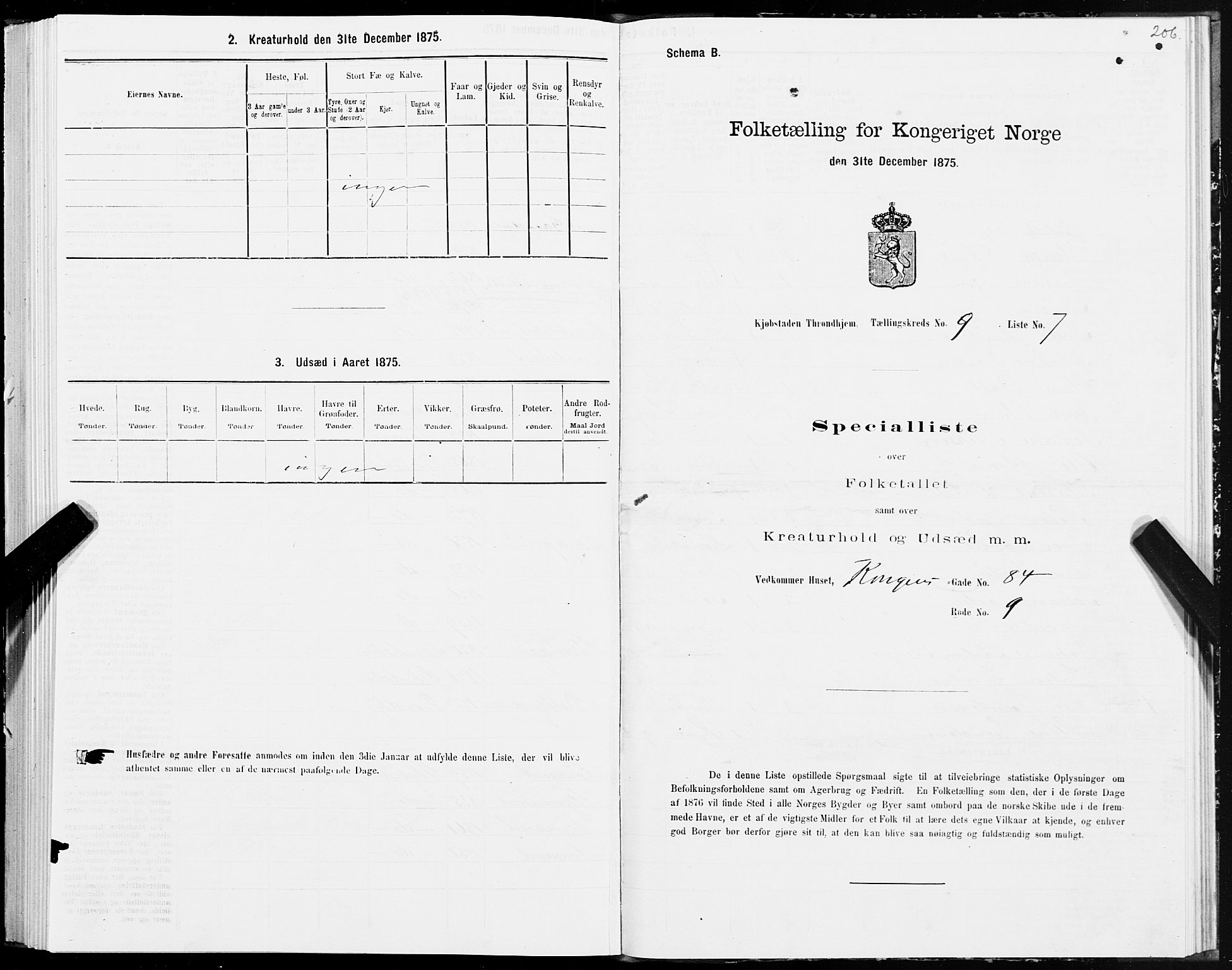 SAT, 1875 census for 1601 Trondheim, 1875, p. 5206