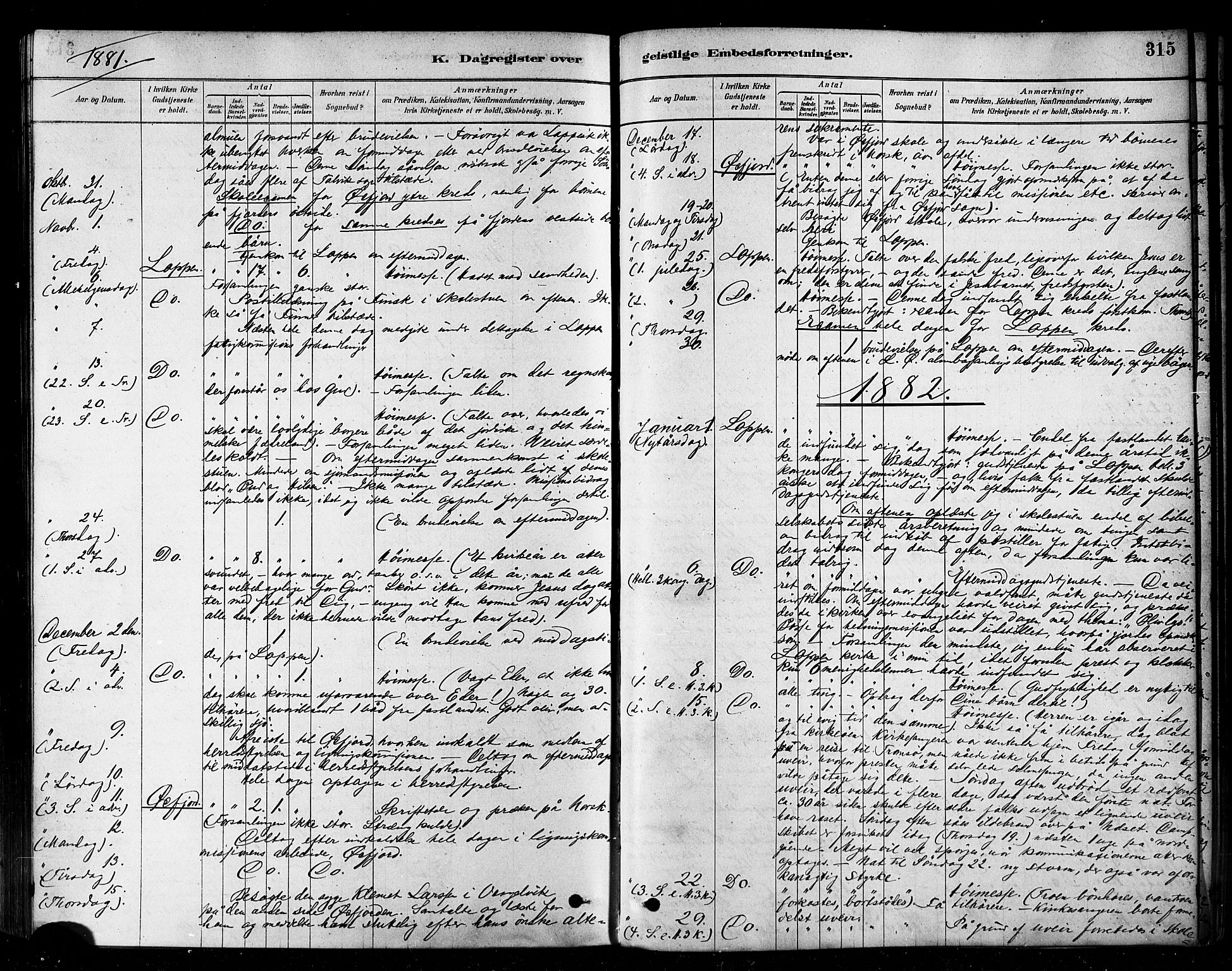 Loppa sokneprestkontor, SATØ/S-1339/H/Ha/L0006kirke: Parish register (official) no. 6, 1879-1895, p. 315
