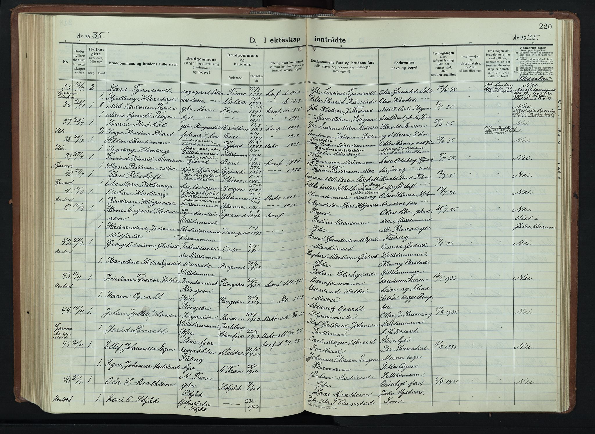 Lillehammer prestekontor, AV/SAH-PREST-088/H/Ha/Hab/L0003: Parish register (copy) no. 3, 1927-1943, p. 220