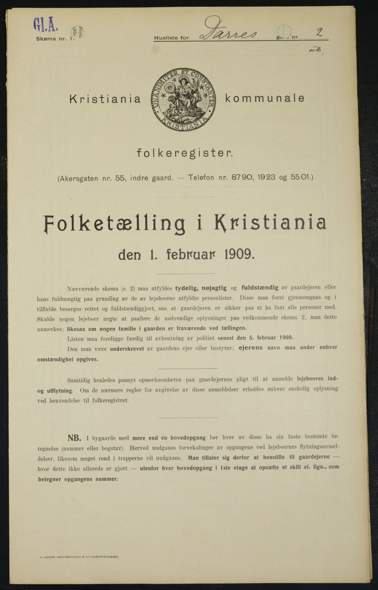 OBA, Municipal Census 1909 for Kristiania, 1909, p. 14053