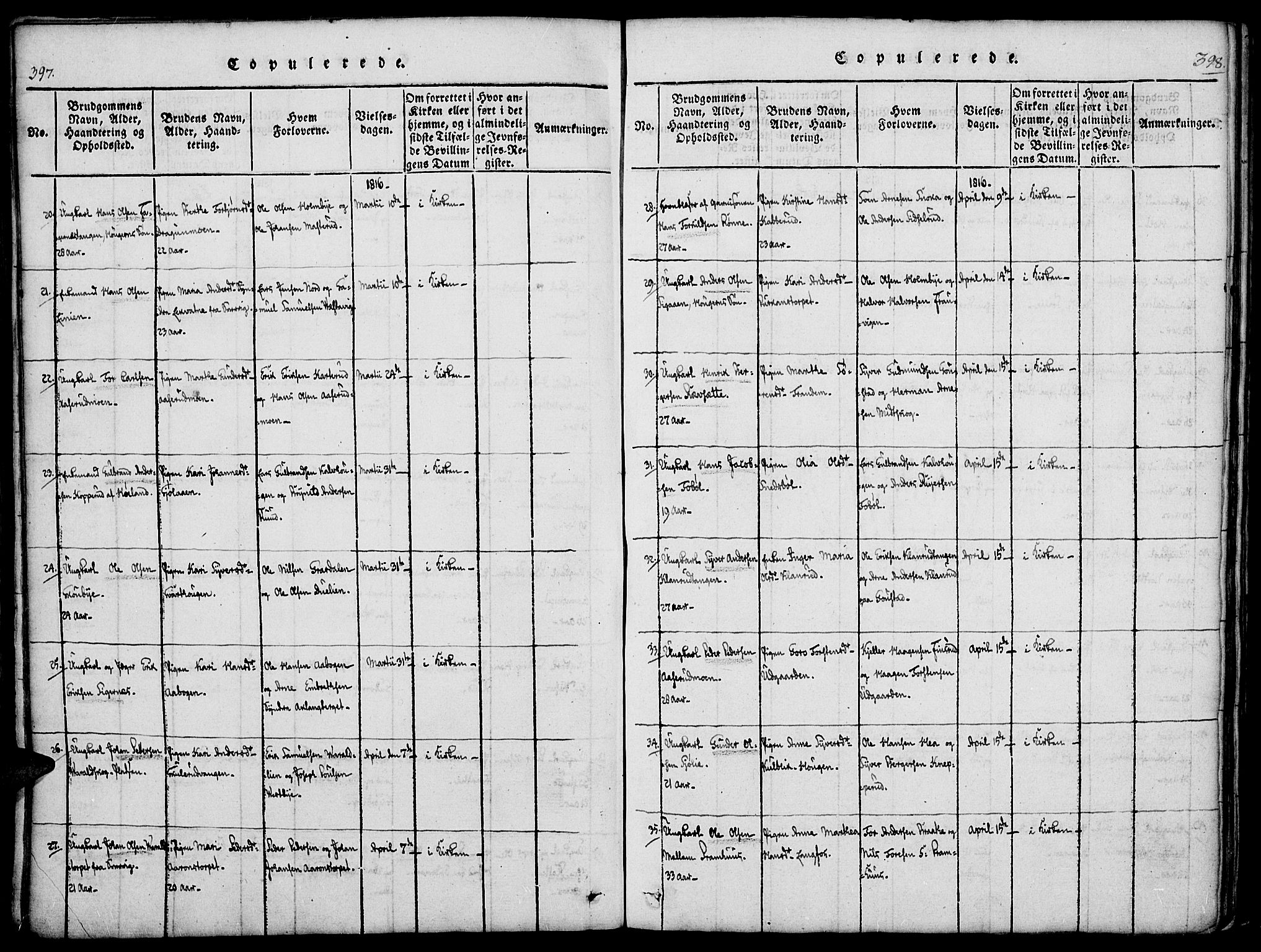 Vinger prestekontor, AV/SAH-PREST-024/H/Ha/Haa/L0006: Parish register (official) no. 6, 1814-1825, p. 397-398