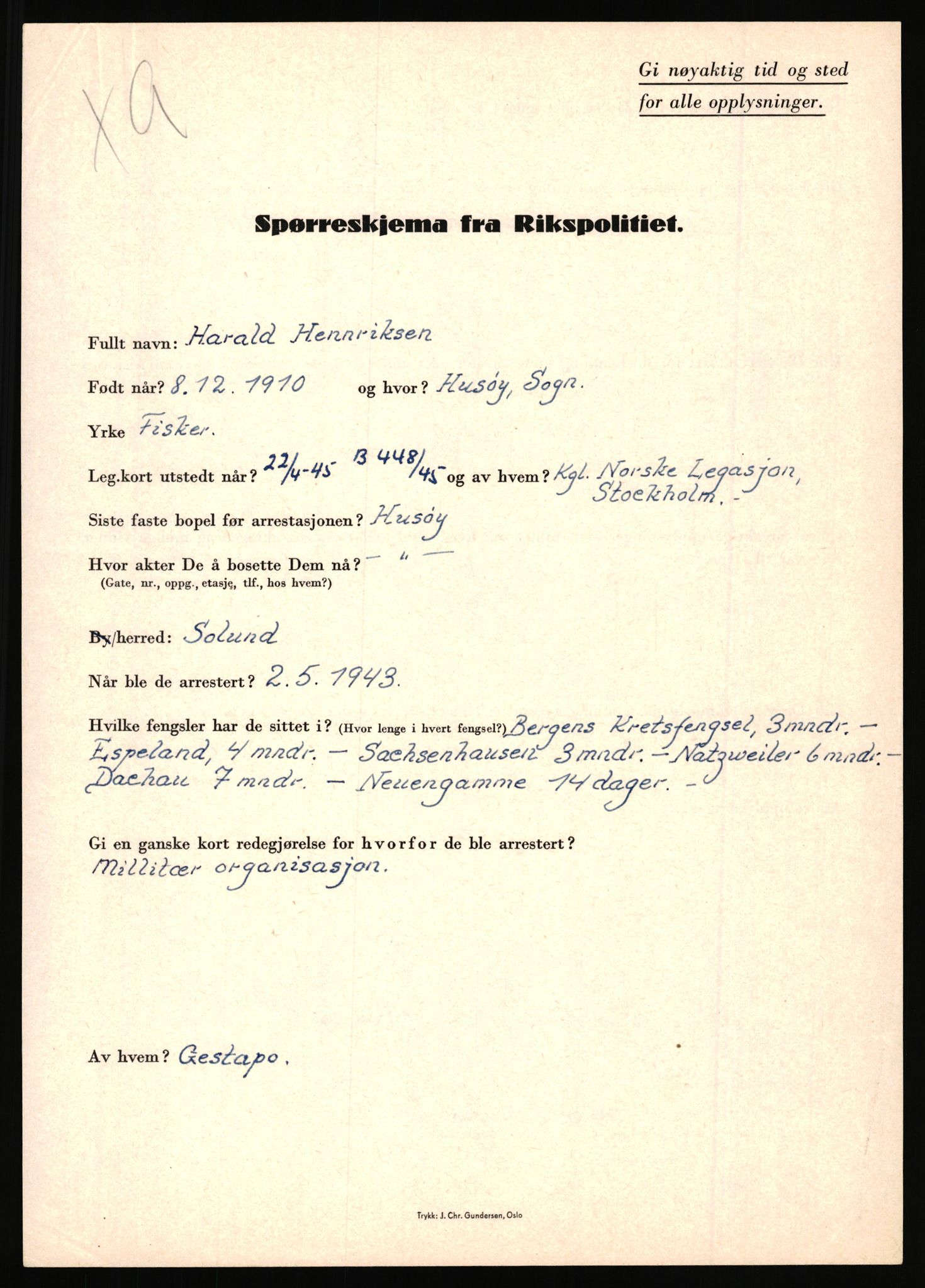 Rikspolitisjefen, AV/RA-S-1560/L/L0007: Heen, Erik C. - Iversen, Trygve, 1940-1945, p. 53