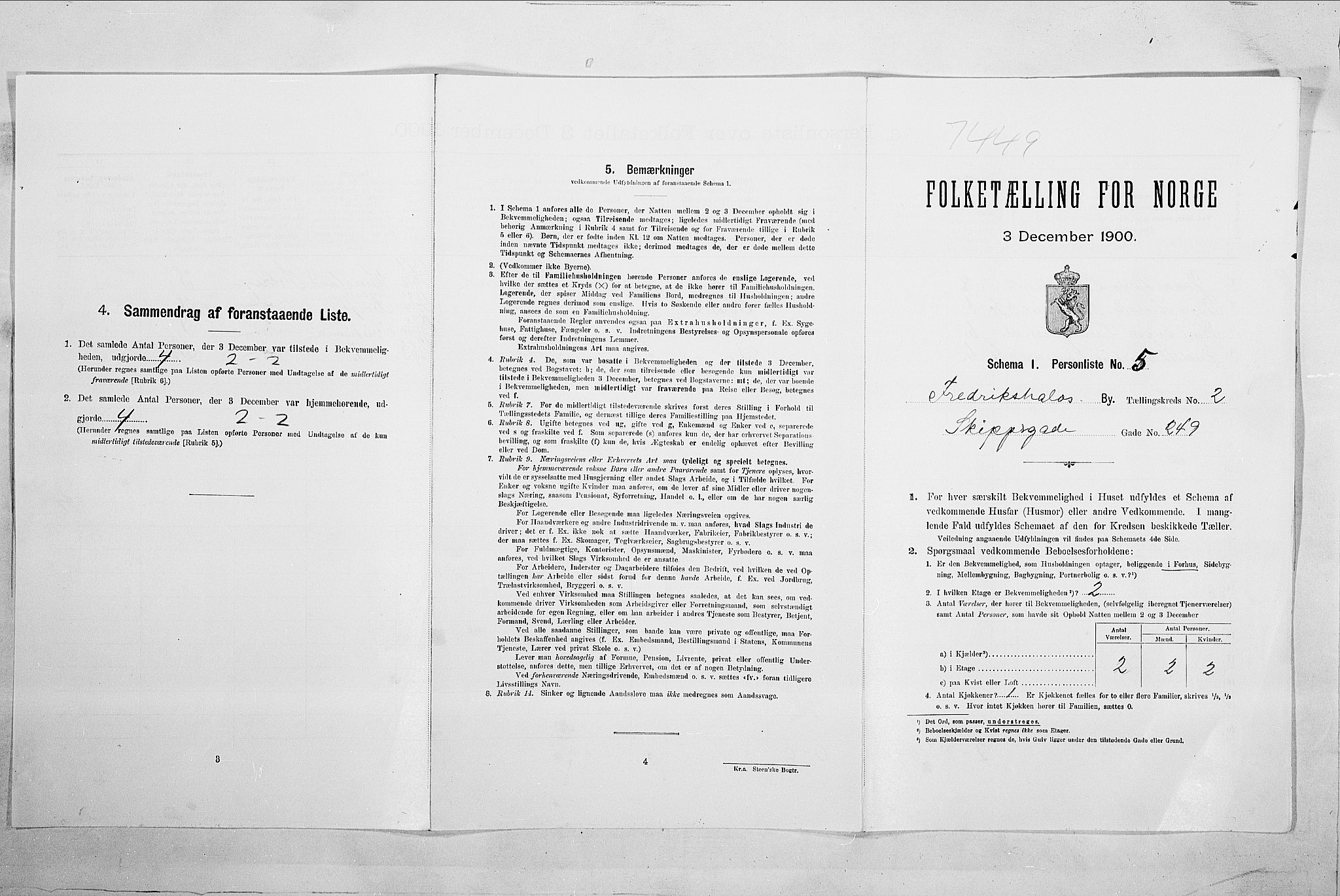 SAO, 1900 census for Fredrikshald, 1900