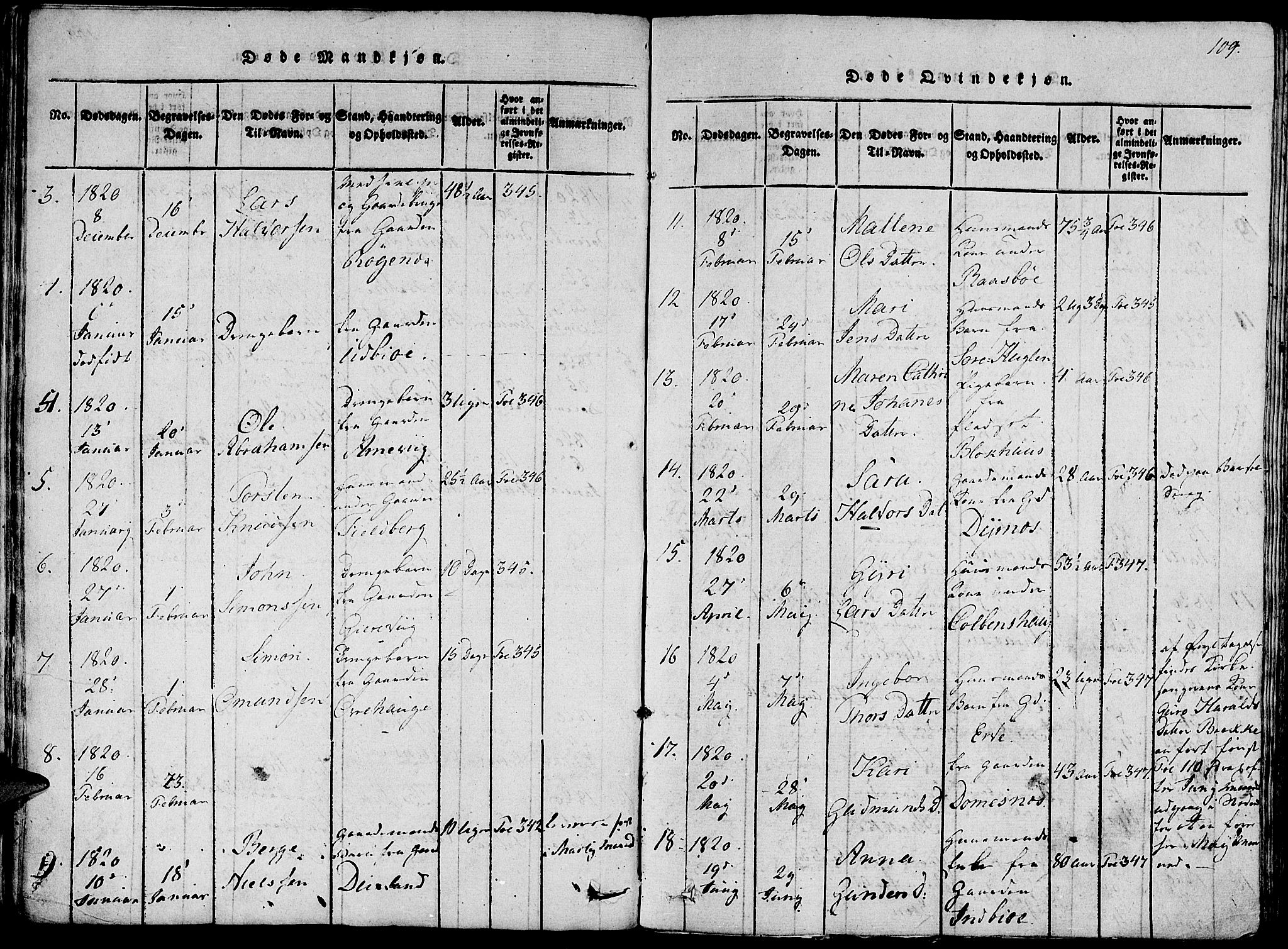 Fjelberg sokneprestembete, AV/SAB-A-75201/H/Haa: Parish register (official) no. A 4, 1816-1822, p. 109