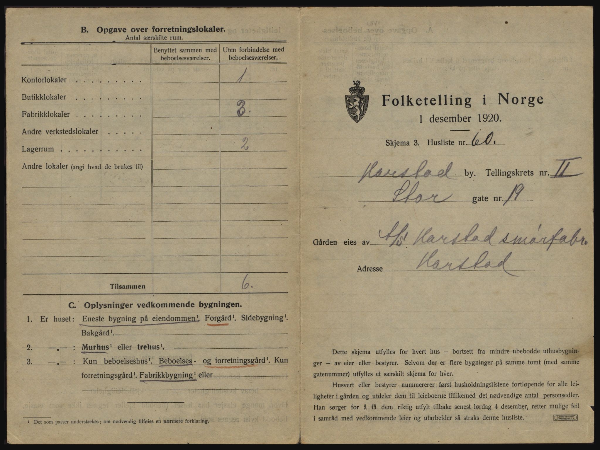 SATØ, 1920 census for Harstad, 1920, p. 223