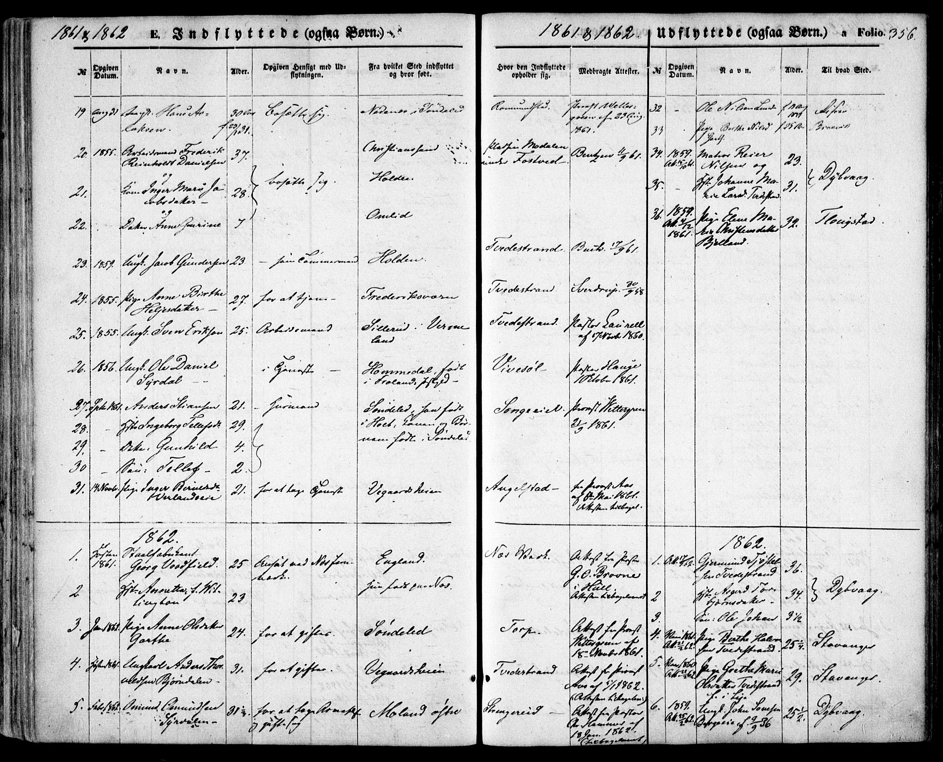 Holt sokneprestkontor, AV/SAK-1111-0021/F/Fa/L0009: Parish register (official) no. A 9, 1861-1871, p. 356