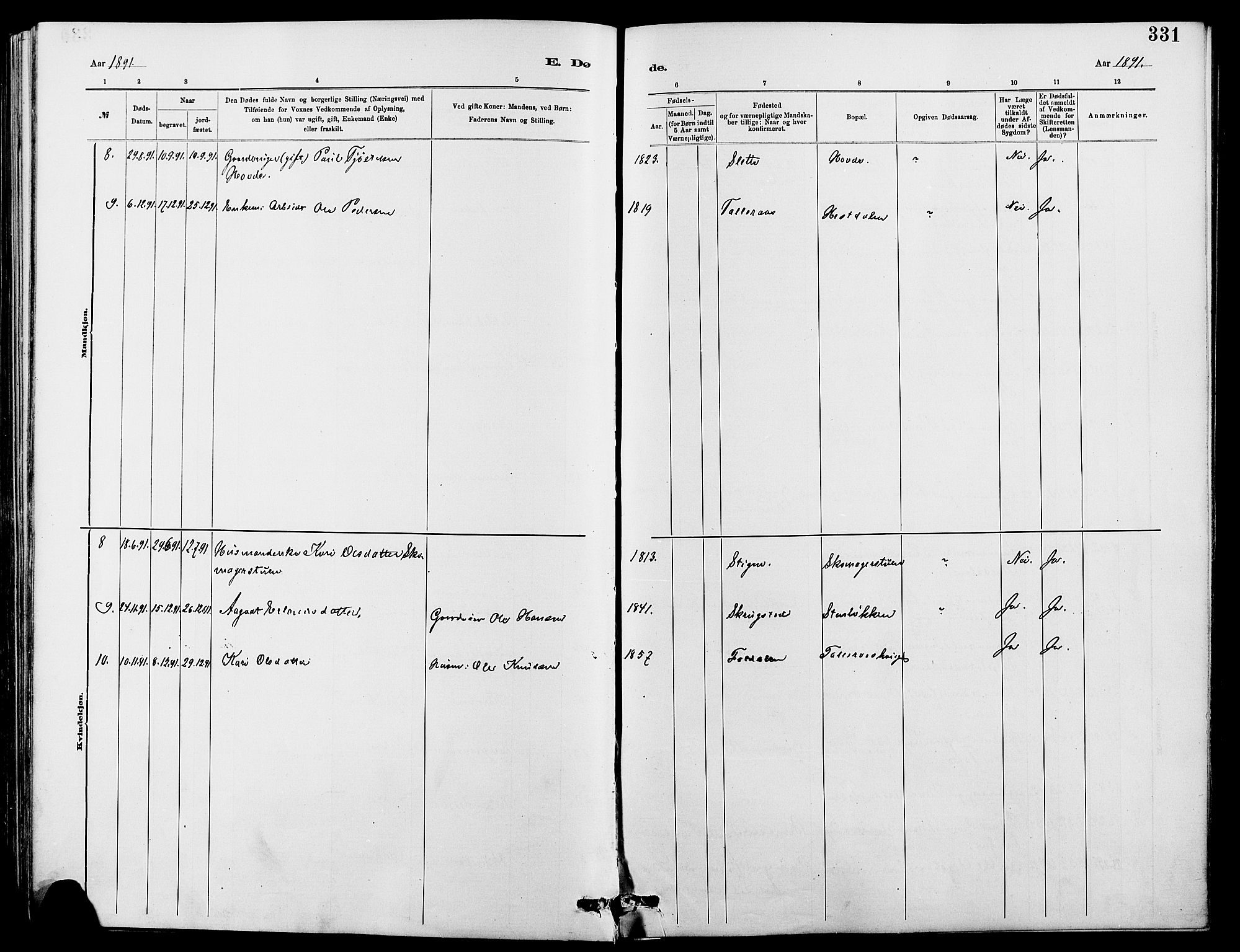 Dovre prestekontor, SAH/PREST-066/H/Ha/Hab/L0002: Parish register (copy) no. 2, 1881-1907, p. 331