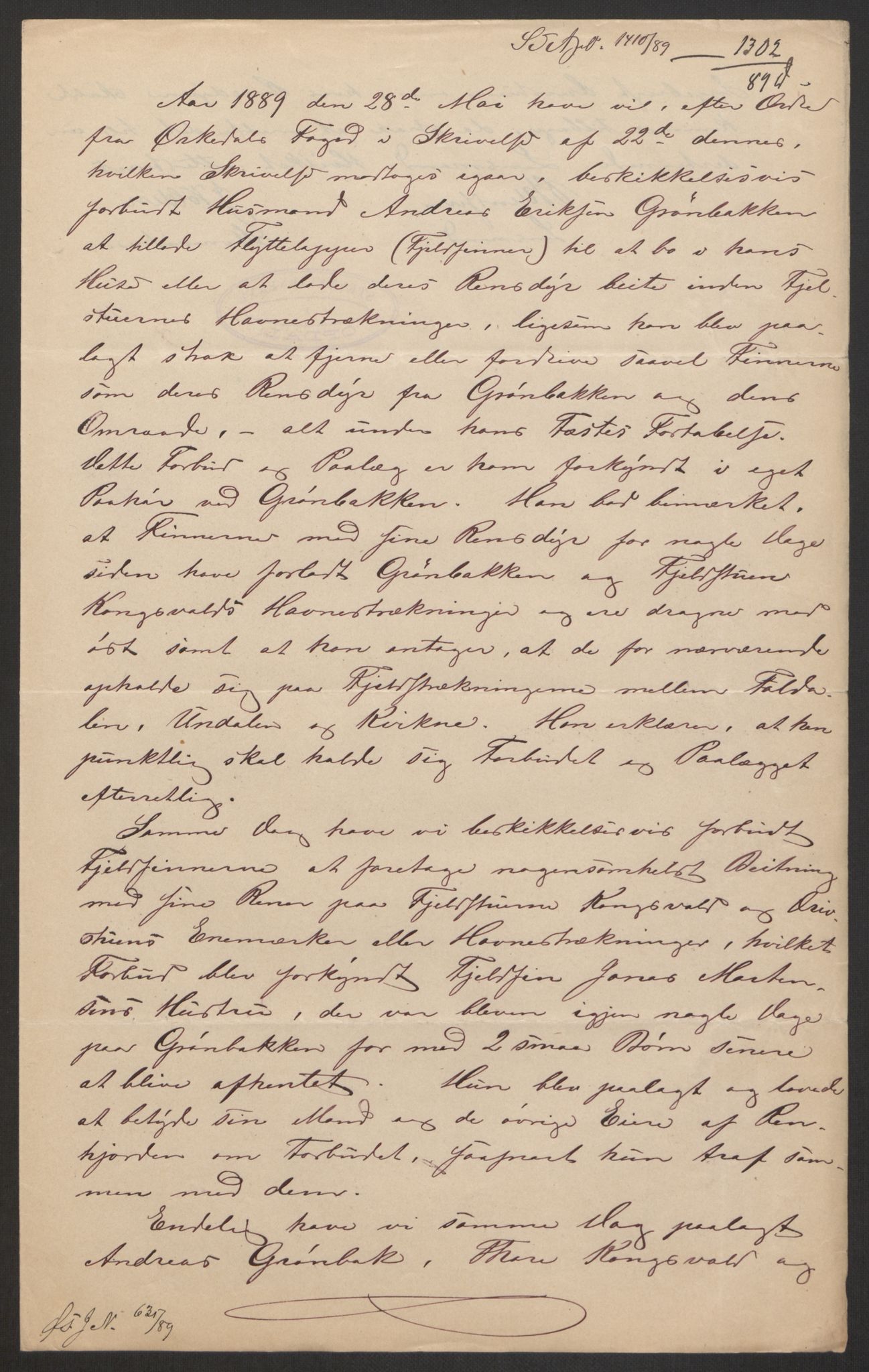 Landbruksdepartementet, Kontorer for reindrift og ferskvannsfiske, AV/RA-S-1247/2/E/Eb/L0014: Lappekommisjonen, 1885-1890, p. 582