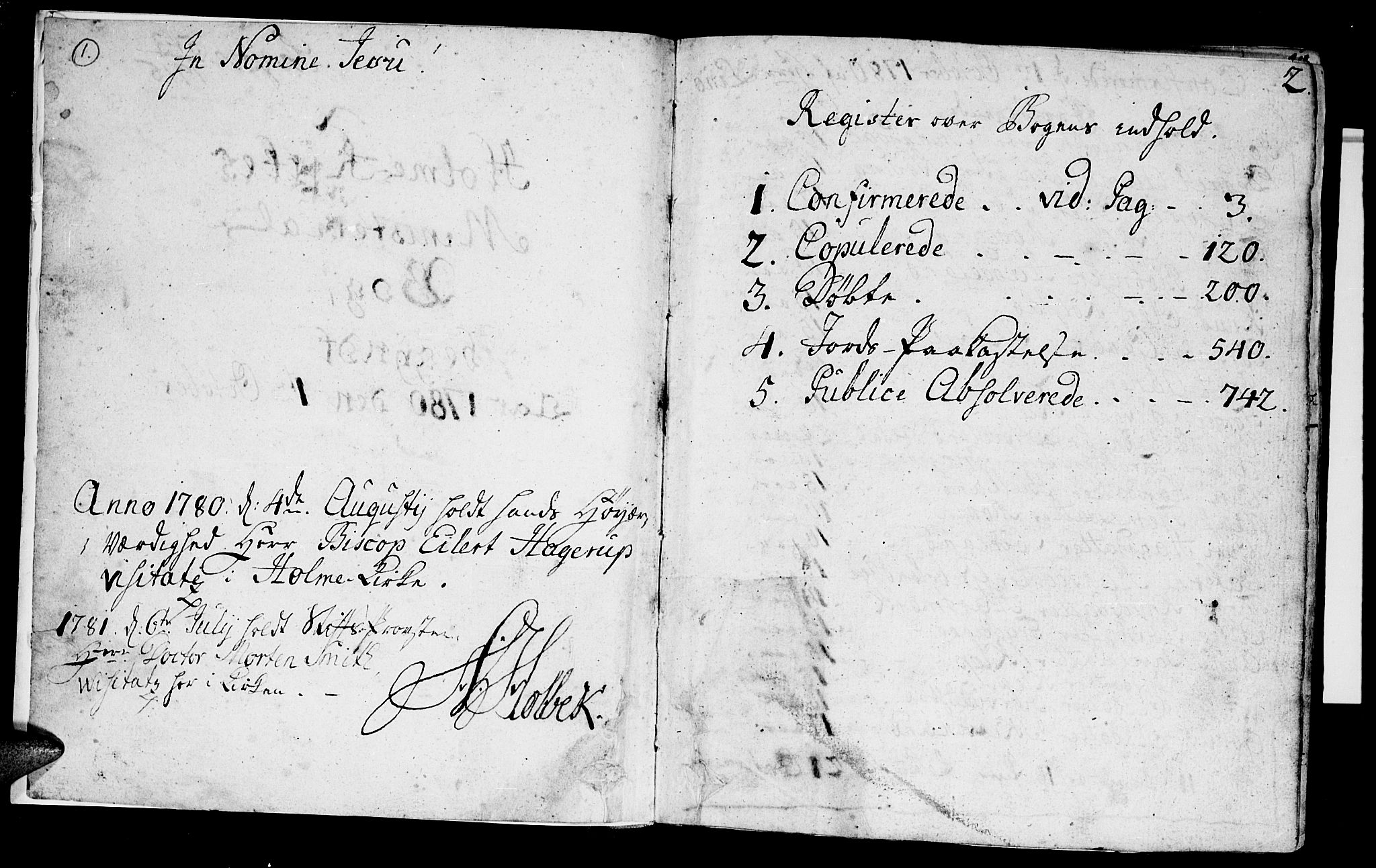 Holum sokneprestkontor, AV/SAK-1111-0022/F/Fa/Faa/L0003: Parish register (official) no. A 3, 1780-1821, p. 1-2