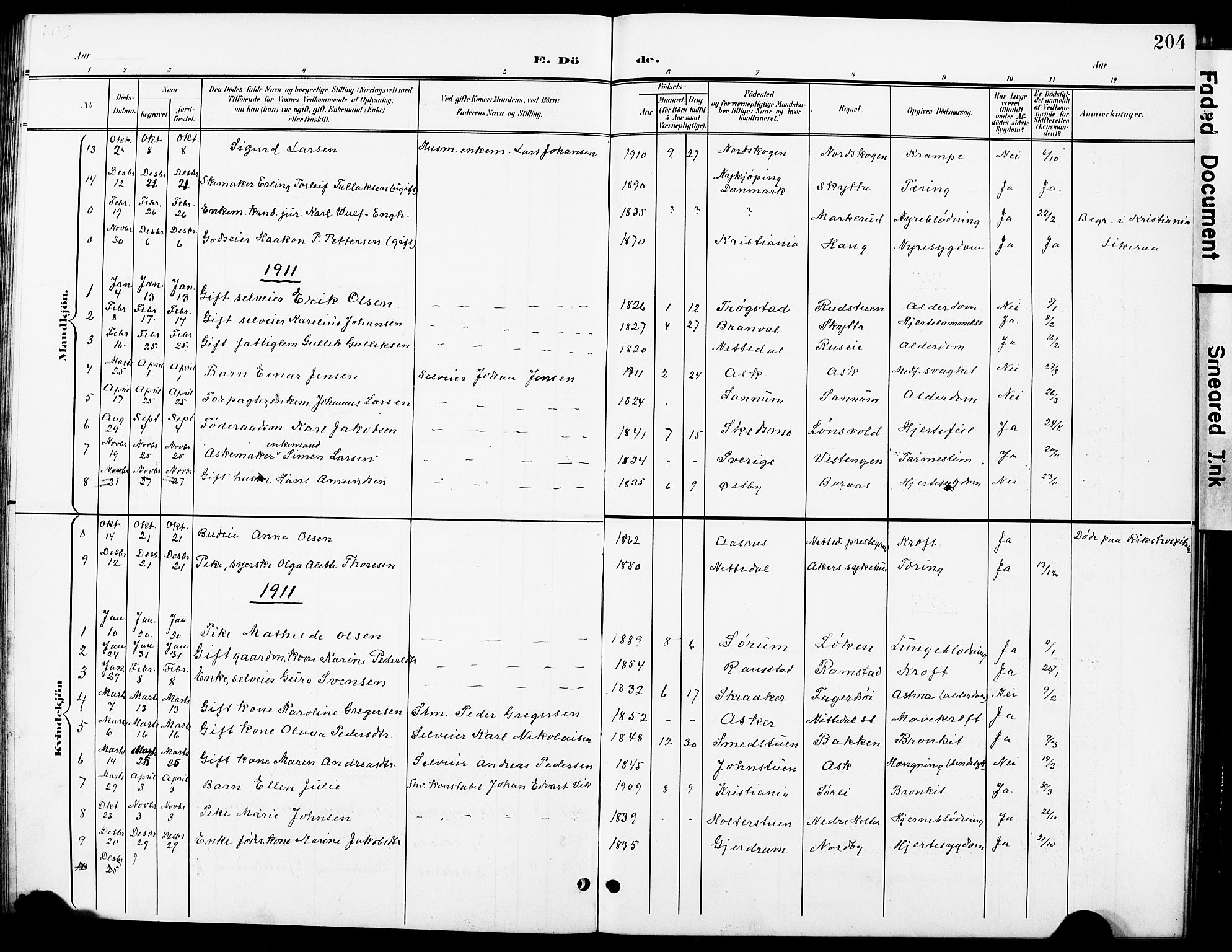 Nittedal prestekontor Kirkebøker, SAO/A-10365a/G/Ga/L0003: Parish register (copy) no. I 3, 1902-1929, p. 204