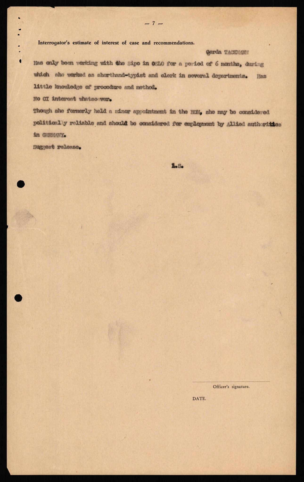 Forsvaret, Forsvarets overkommando II, AV/RA-RAFA-3915/D/Db/L0033: CI Questionaires. Tyske okkupasjonsstyrker i Norge. Tyskere., 1945-1946, p. 379