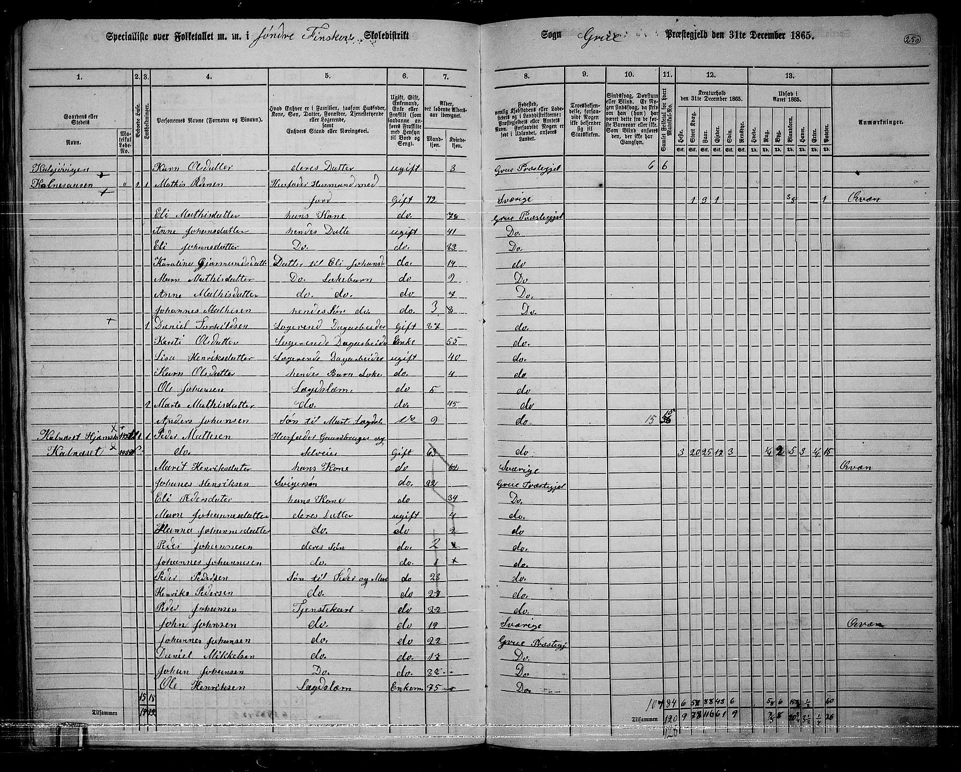 RA, 1865 census for Grue, 1865, p. 220