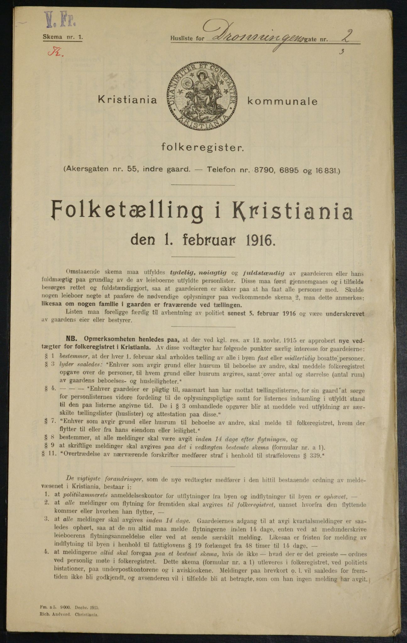 OBA, Municipal Census 1916 for Kristiania, 1916, p. 17286