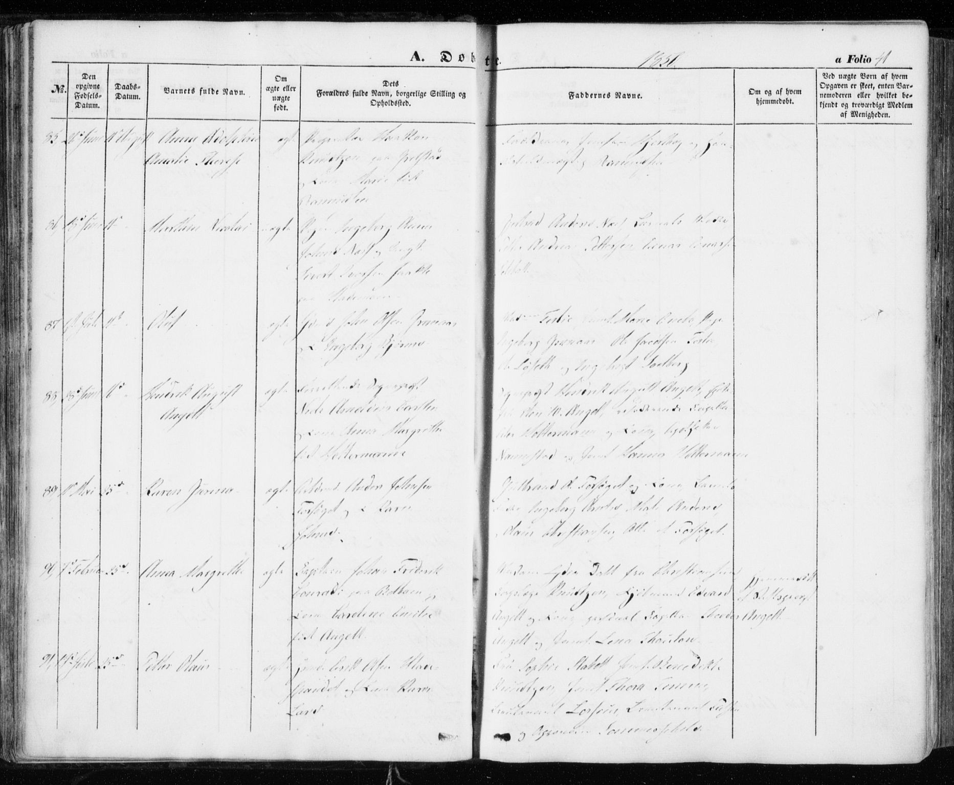 Ministerialprotokoller, klokkerbøker og fødselsregistre - Sør-Trøndelag, AV/SAT-A-1456/606/L0291: Parish register (official) no. 606A06, 1848-1856, p. 41