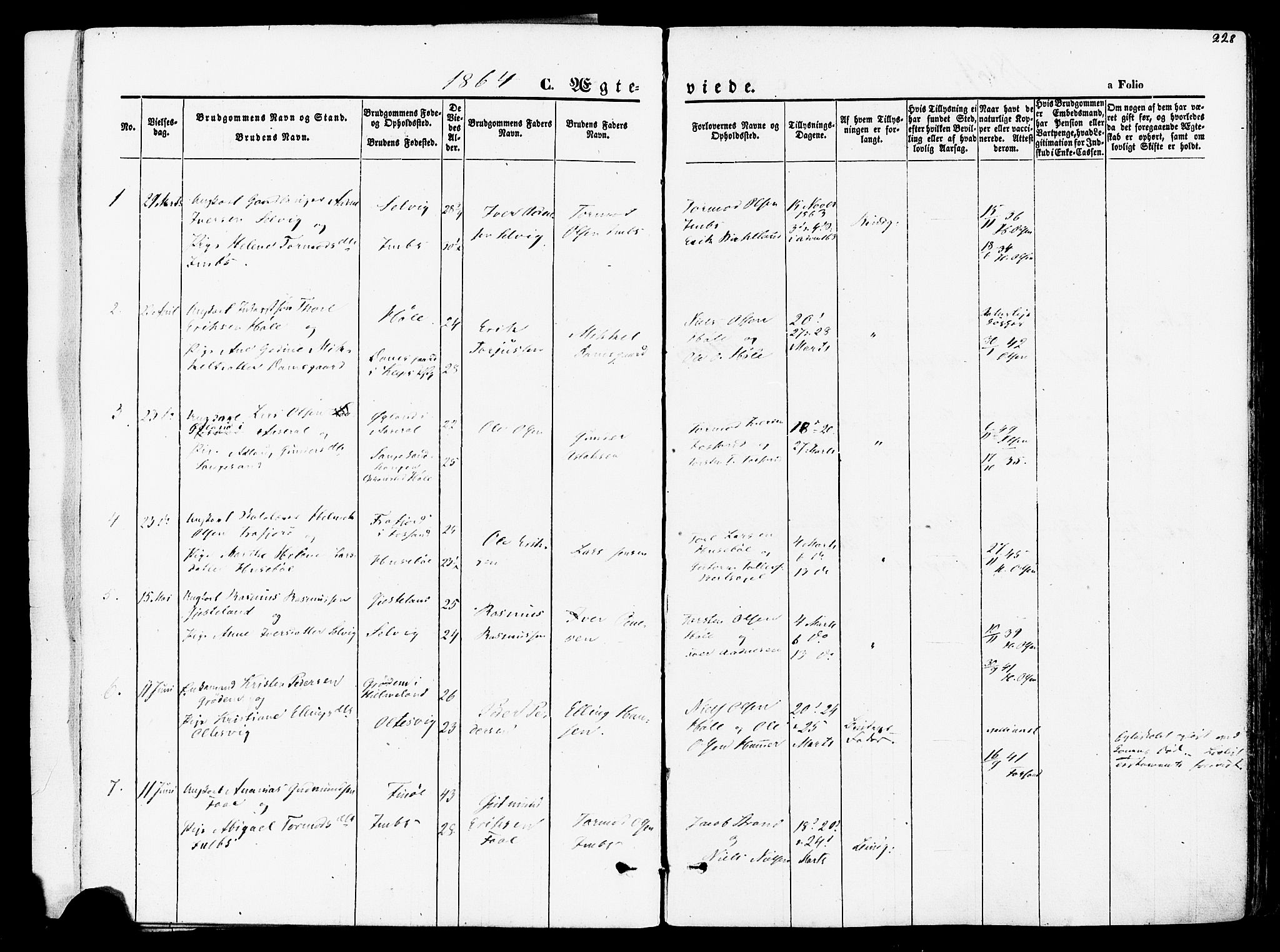 Høgsfjord sokneprestkontor, SAST/A-101624/H/Ha/Haa/L0002: Parish register (official) no. A 2, 1855-1885, p. 228