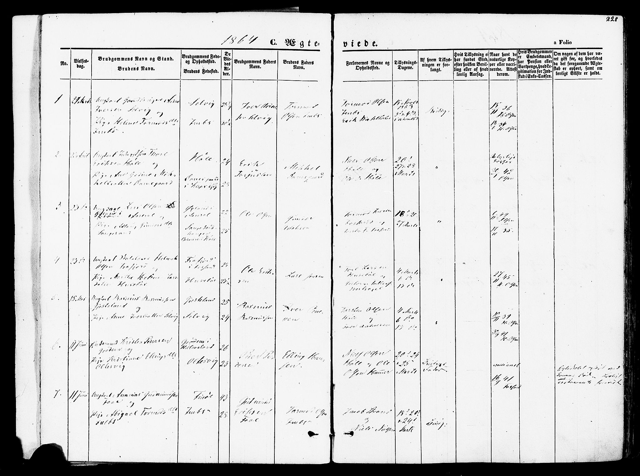 Høgsfjord sokneprestkontor, AV/SAST-A-101624/H/Ha/Haa/L0002: Parish register (official) no. A 2, 1855-1885, p. 228
