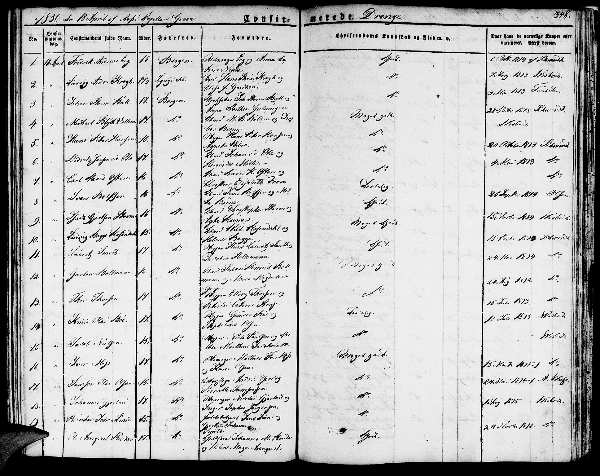 Domkirken sokneprestembete, SAB/A-74801/H/Haa/L0012: Parish register (official) no. A 12, 1821-1840, p. 348