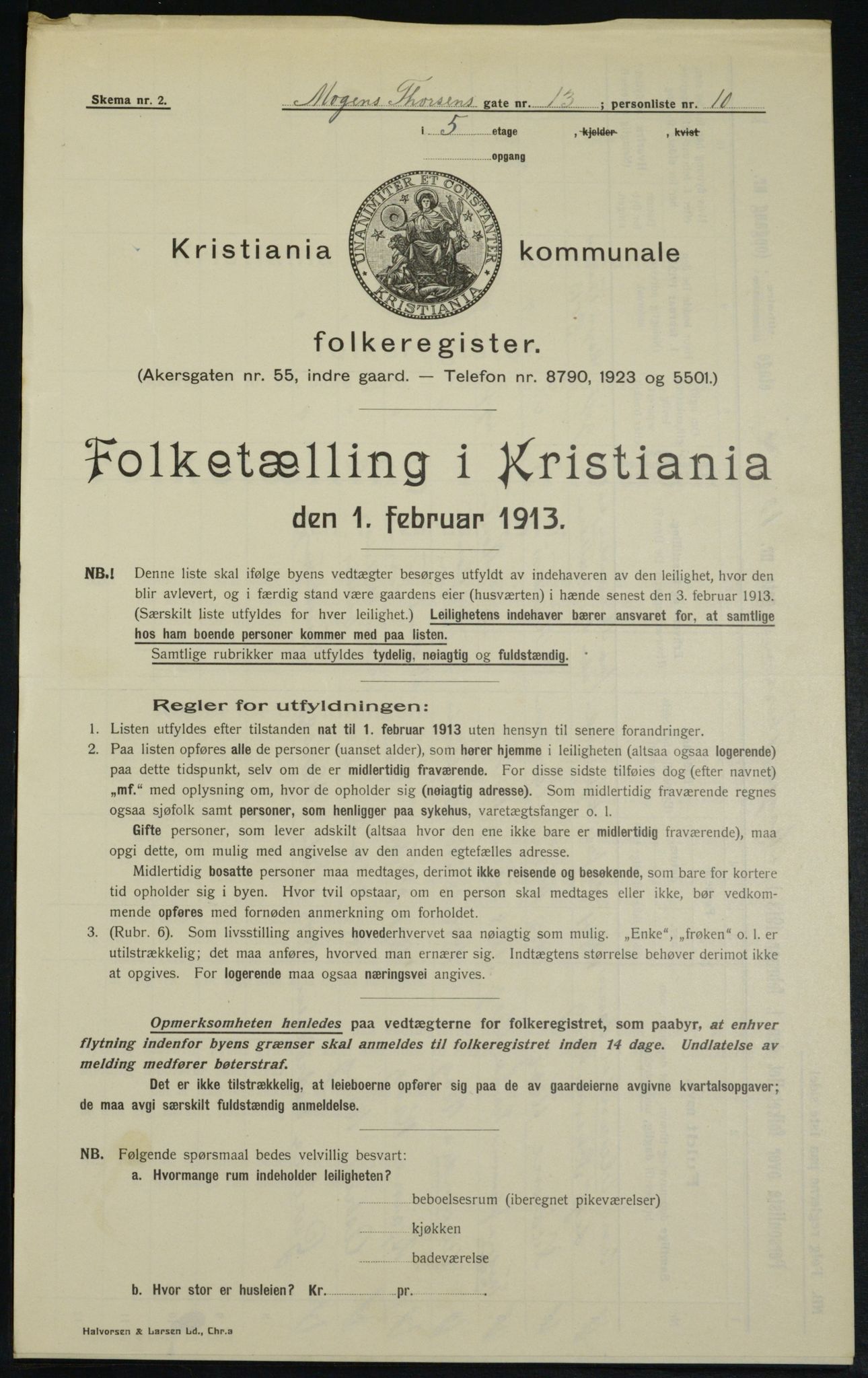 OBA, Municipal Census 1913 for Kristiania, 1913, p. 65579