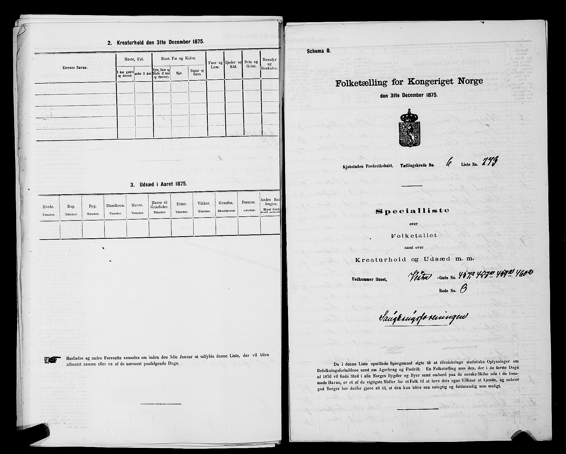 RA, 1875 census for 0101P Fredrikshald, 1875, p. 829