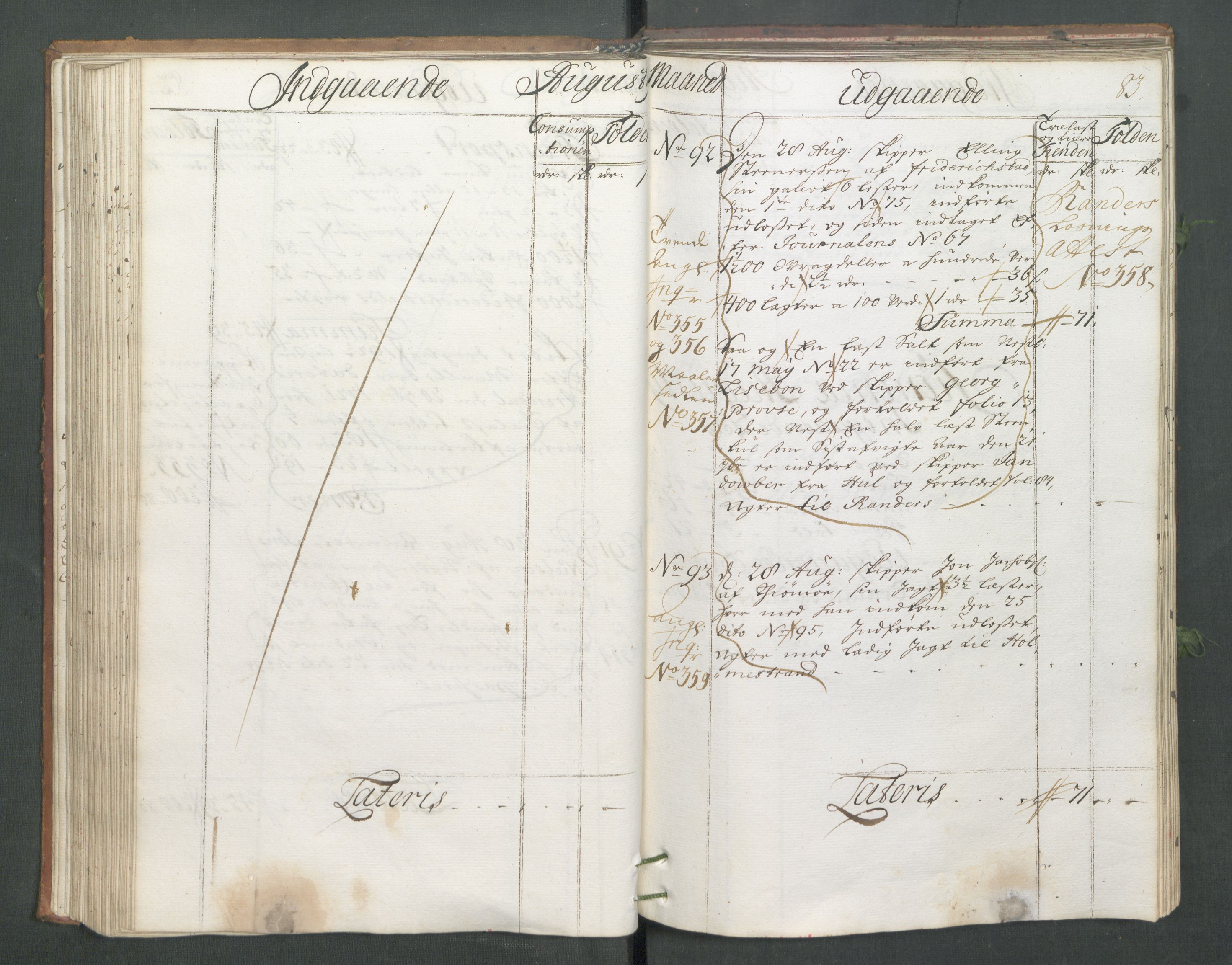 Generaltollkammeret, tollregnskaper, AV/RA-EA-5490/R02/L0006/0001: Tollregnskaper Fredrikstad / Hovedtollbok, 1731, p. 83