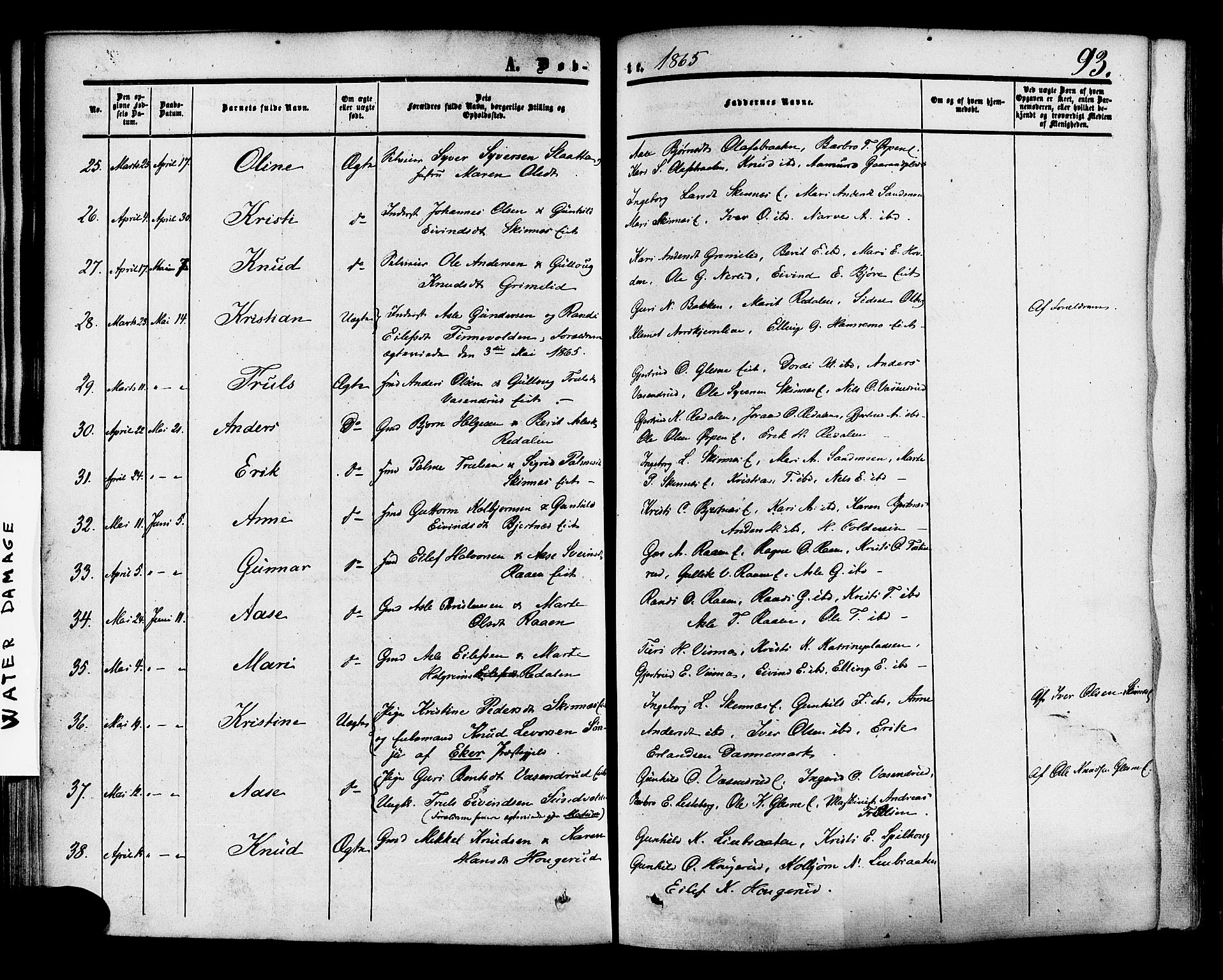 Krødsherad kirkebøker, AV/SAKO-A-19/F/Fa/L0003: Parish register (official) no. 3, 1851-1872, p. 93