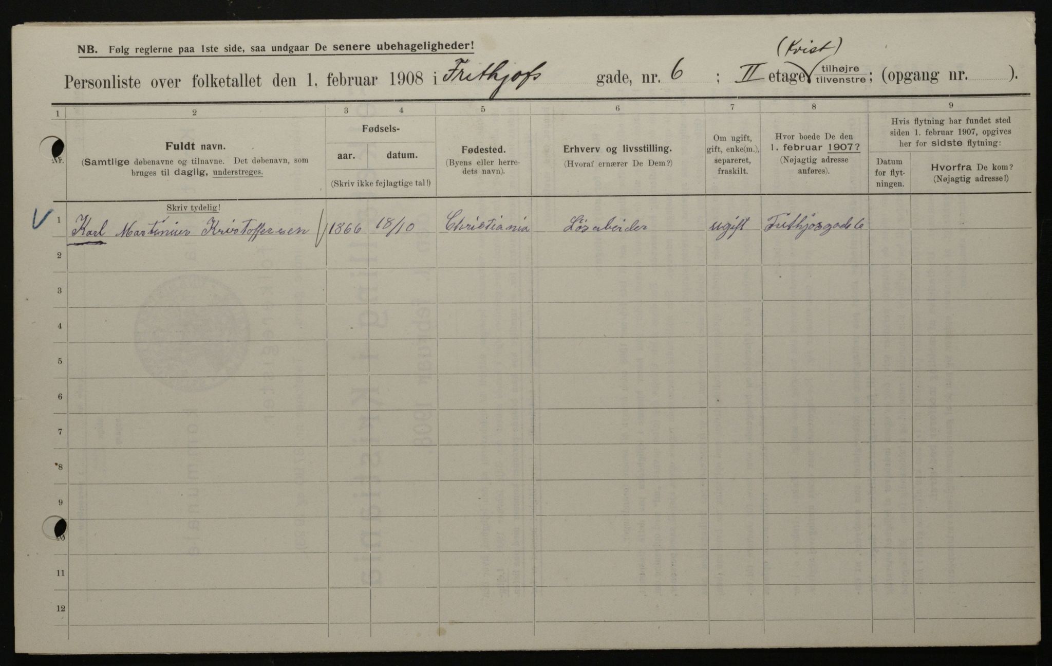 OBA, Municipal Census 1908 for Kristiania, 1908, p. 24223