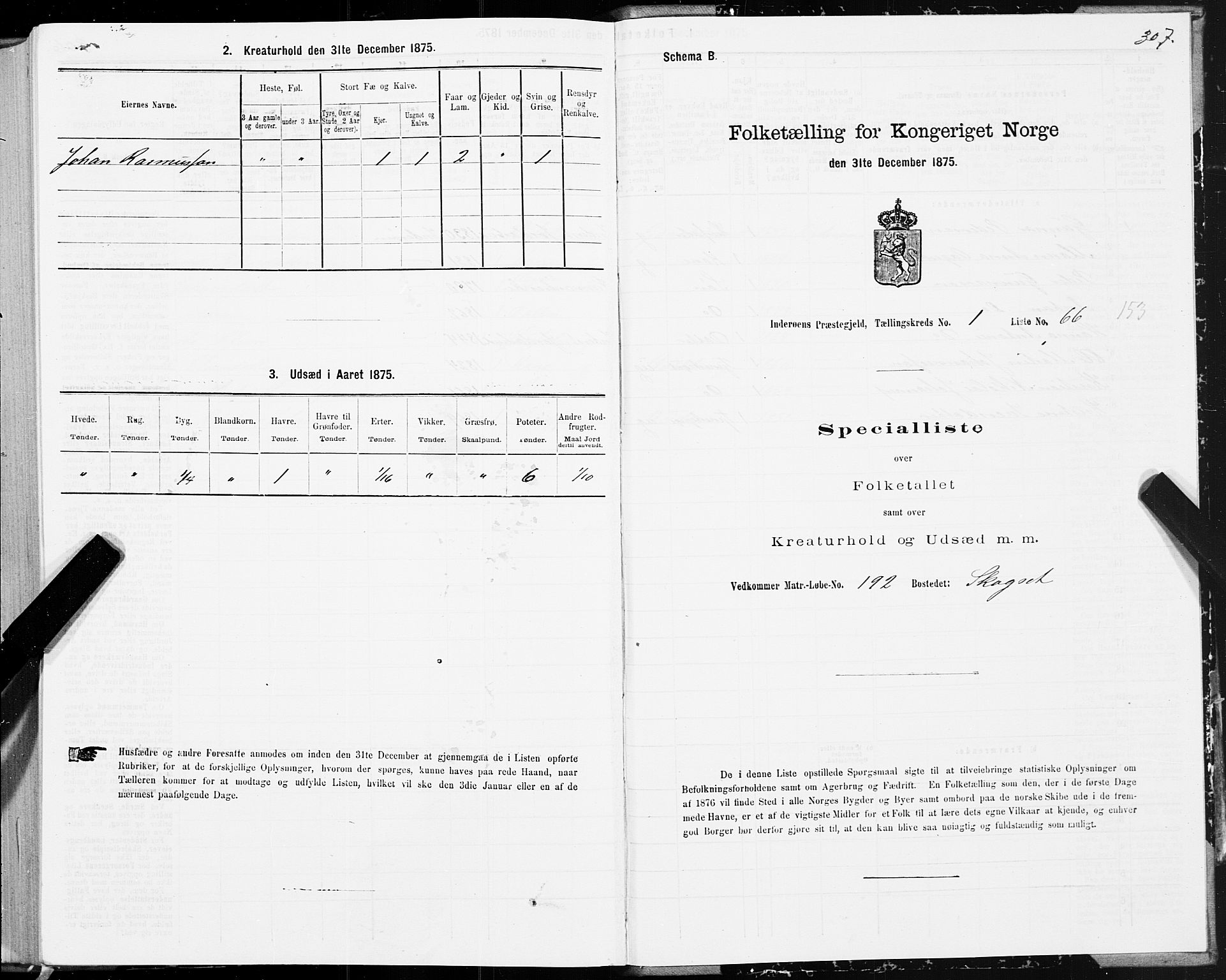 SAT, 1875 census for 1729P Inderøy, 1875, p. 1307