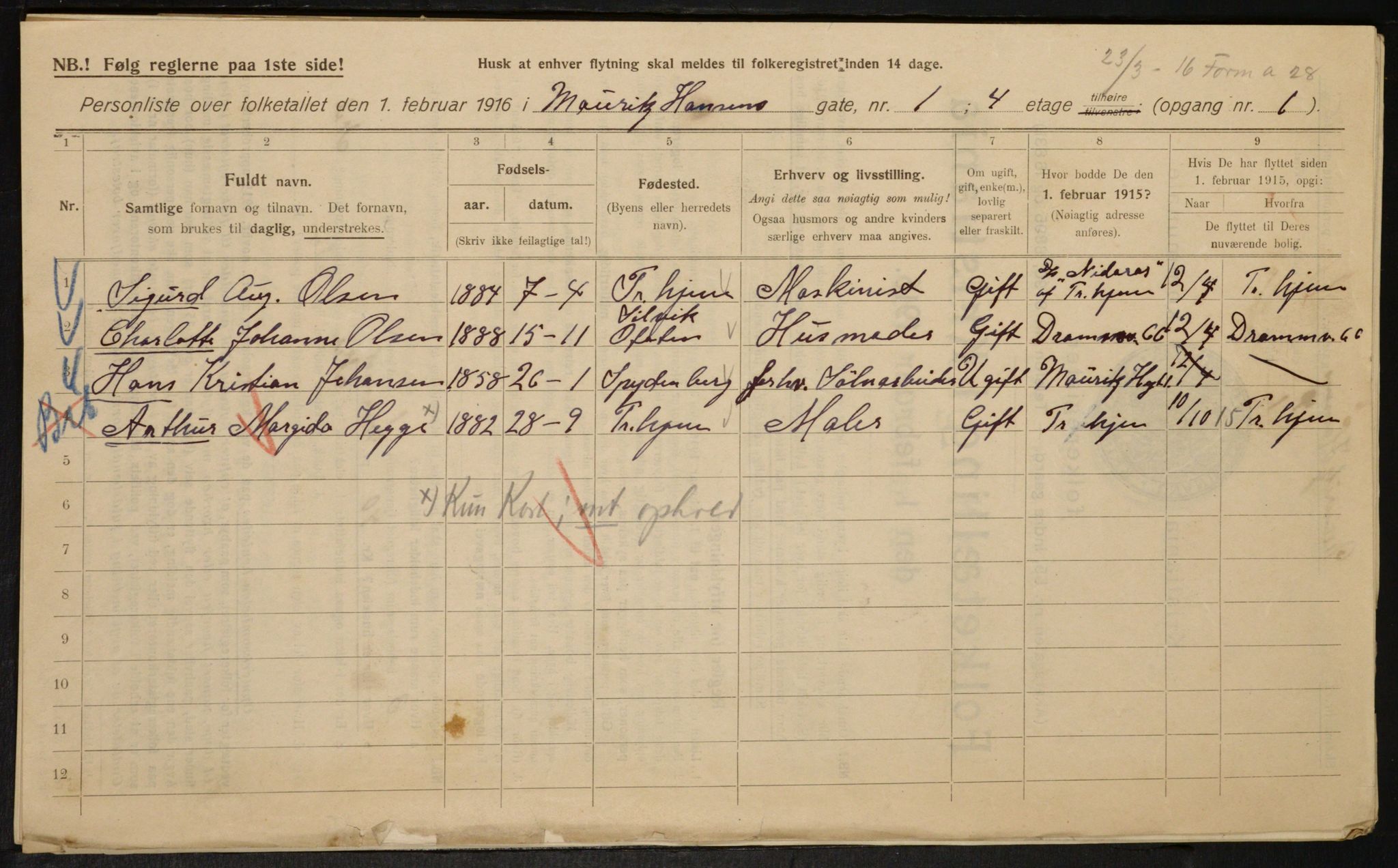 OBA, Municipal Census 1916 for Kristiania, 1916, p. 66502