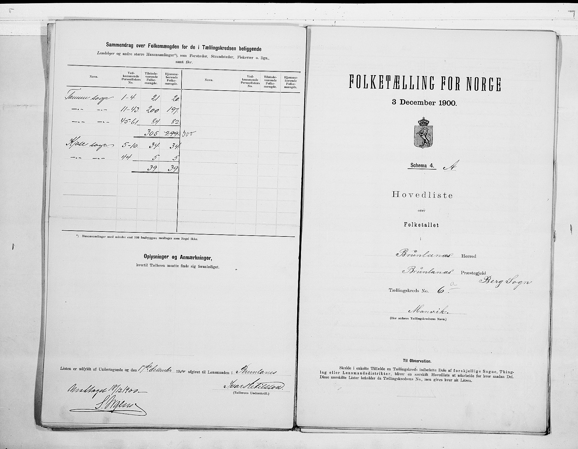 RA, 1900 census for Brunlanes, 1900, p. 16