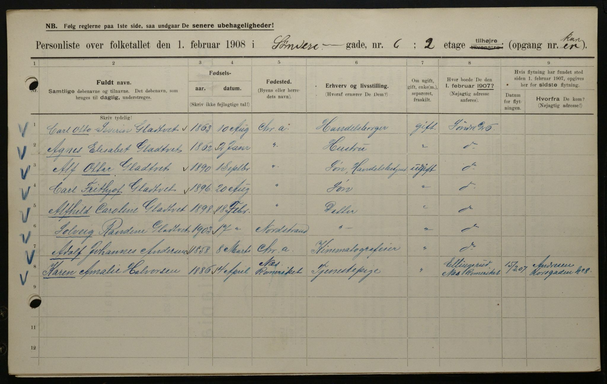 OBA, Municipal Census 1908 for Kristiania, 1908, p. 95589
