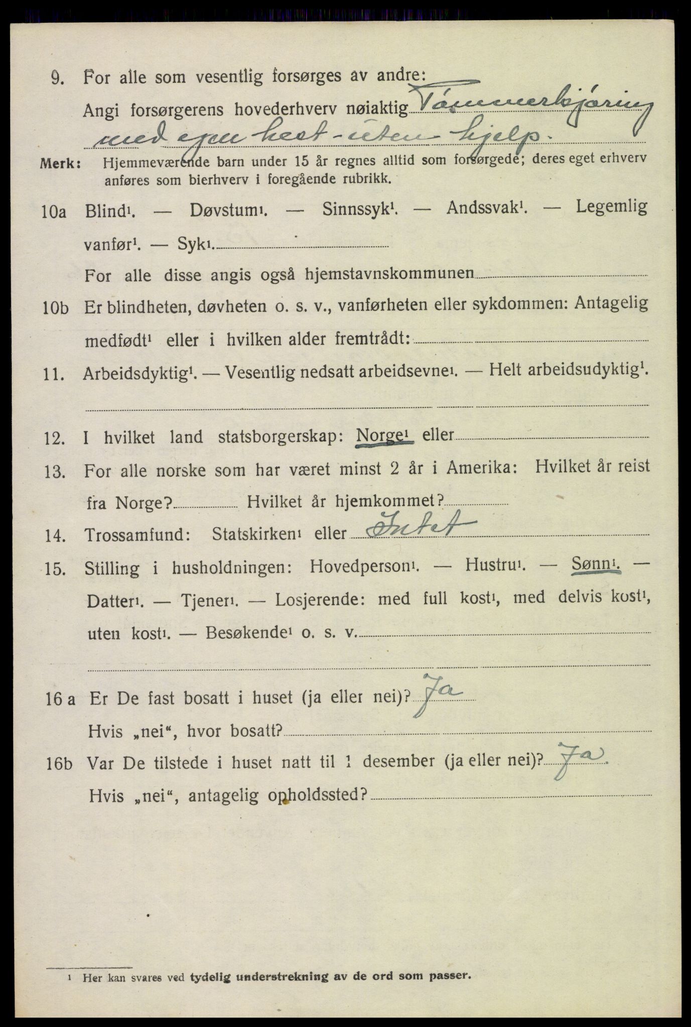 SAH, 1920 census for Trysil, 1920, p. 16142