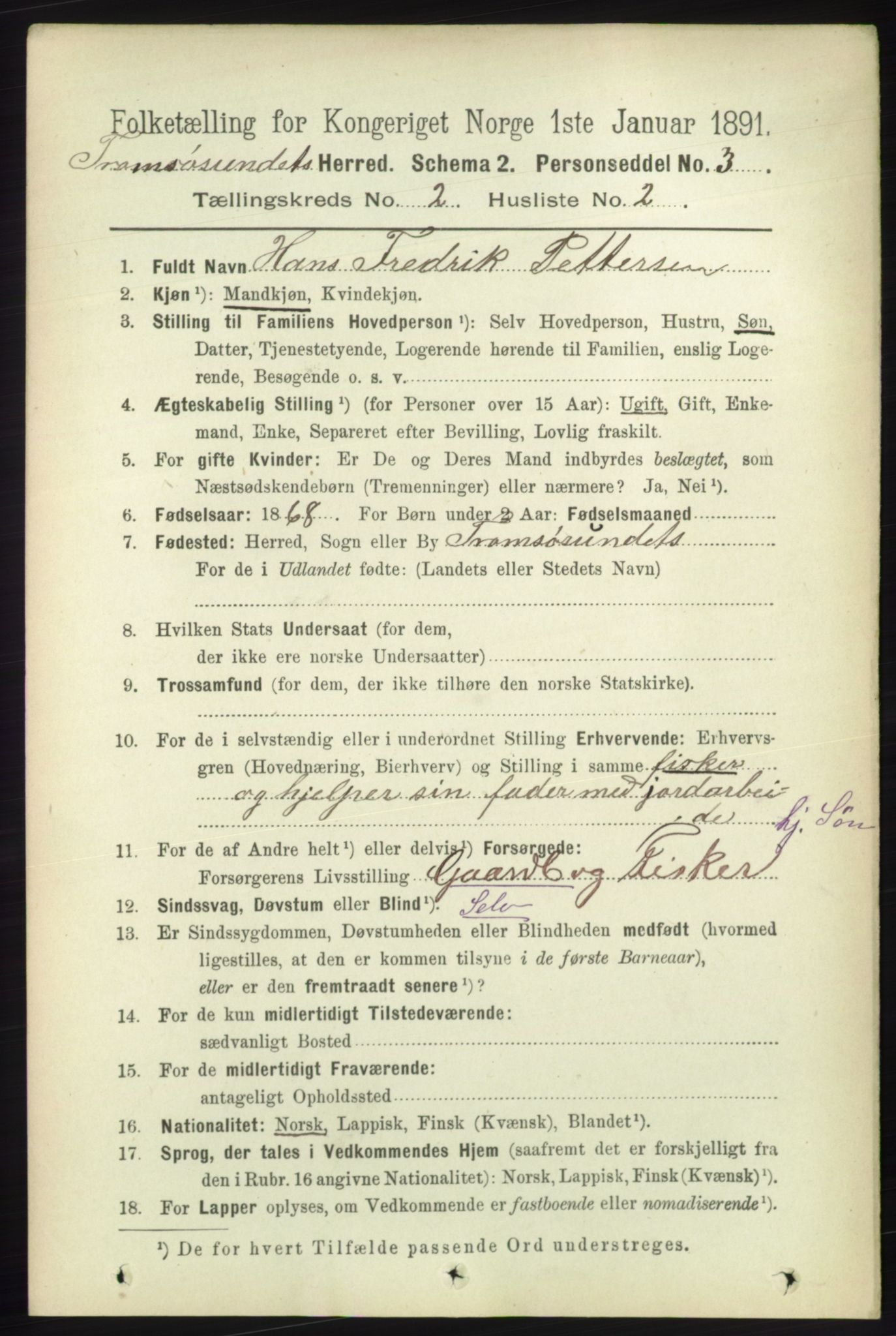 RA, 1891 census for 1934 Tromsøysund, 1891, p. 570